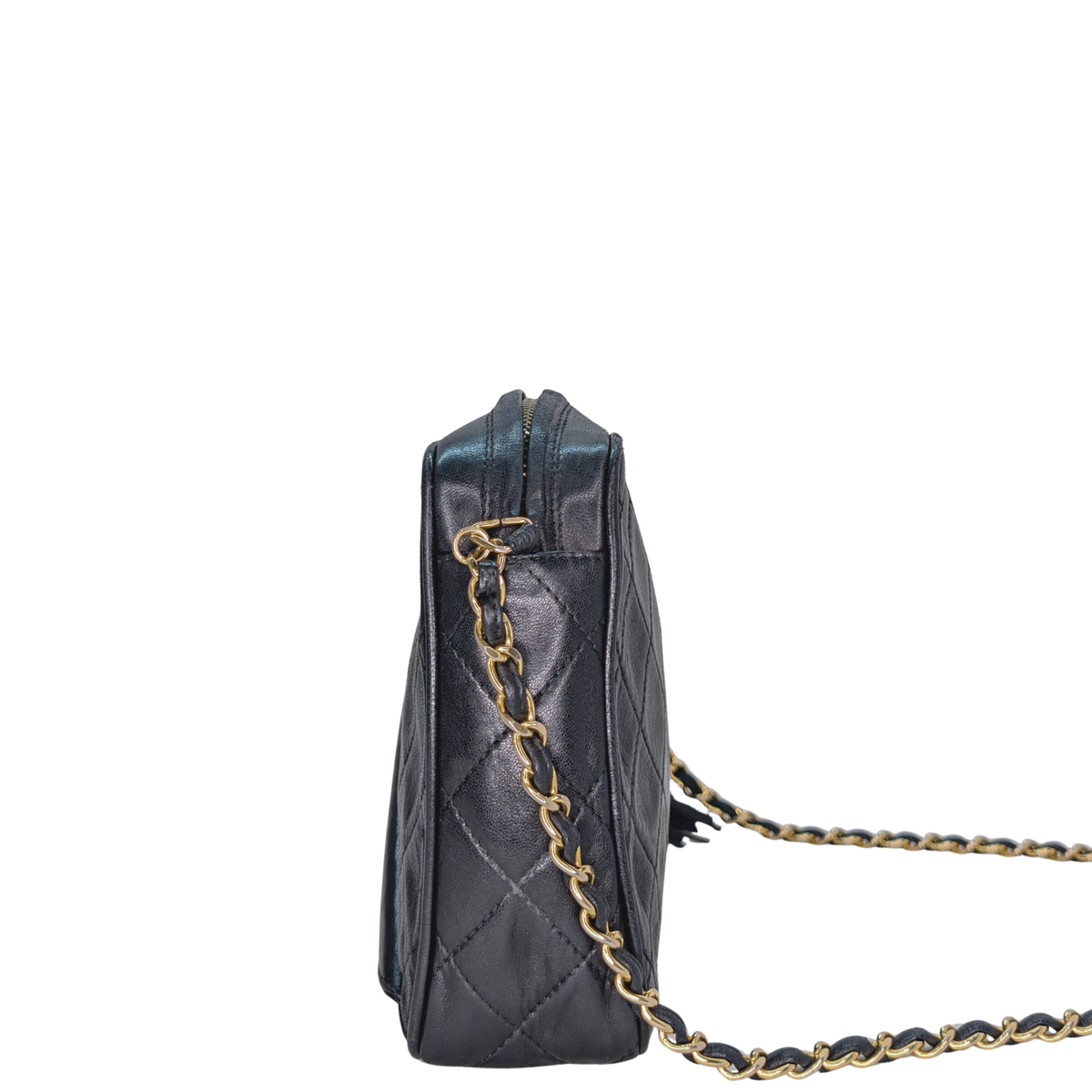 Chanel Vintage Diagonal Pocket Camera Bag Black GHW