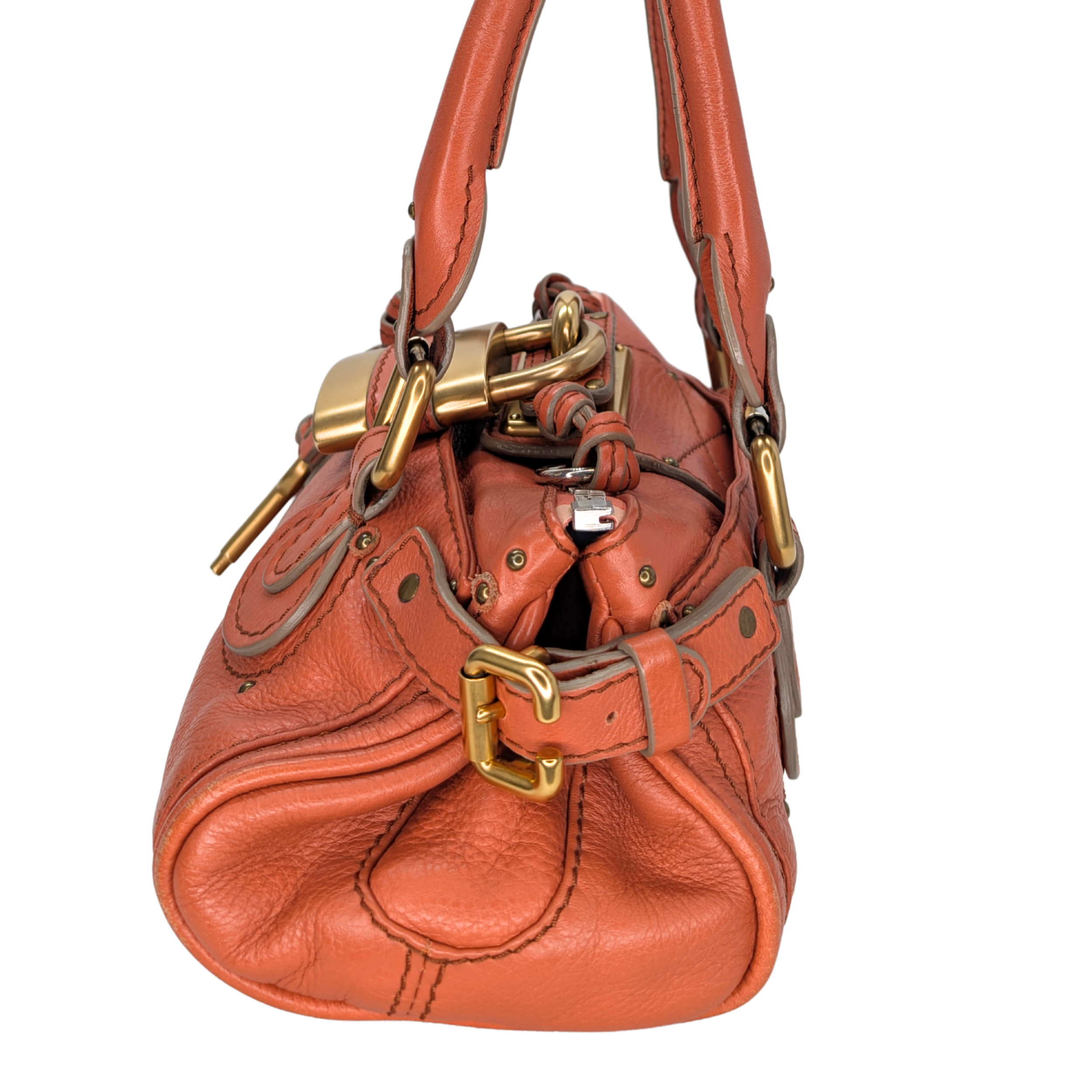 Chloe Paddington Mini Shoulder Bag Leather Coral
