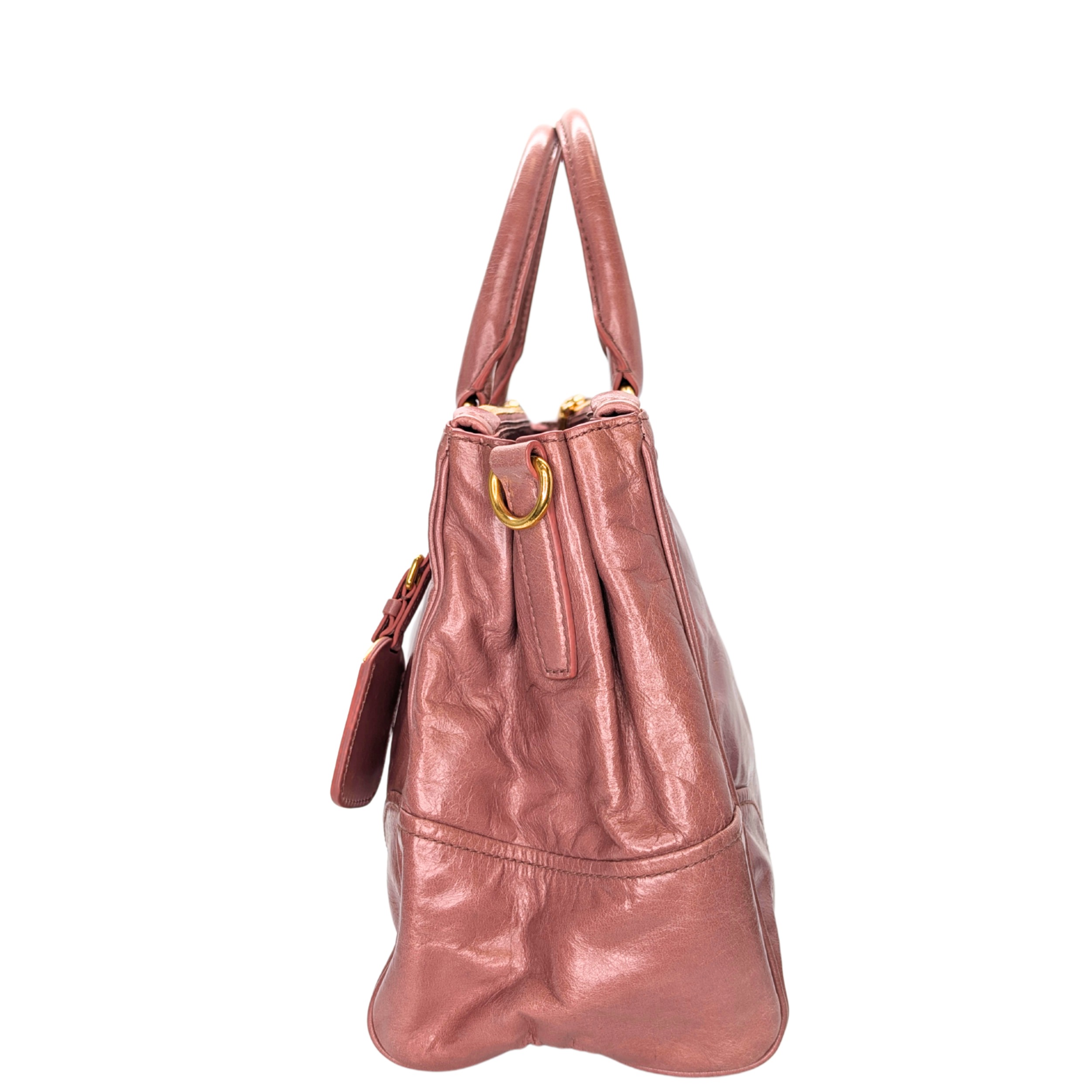 Prada Vitello Shine Shopping Tote Bag Dusky Rose