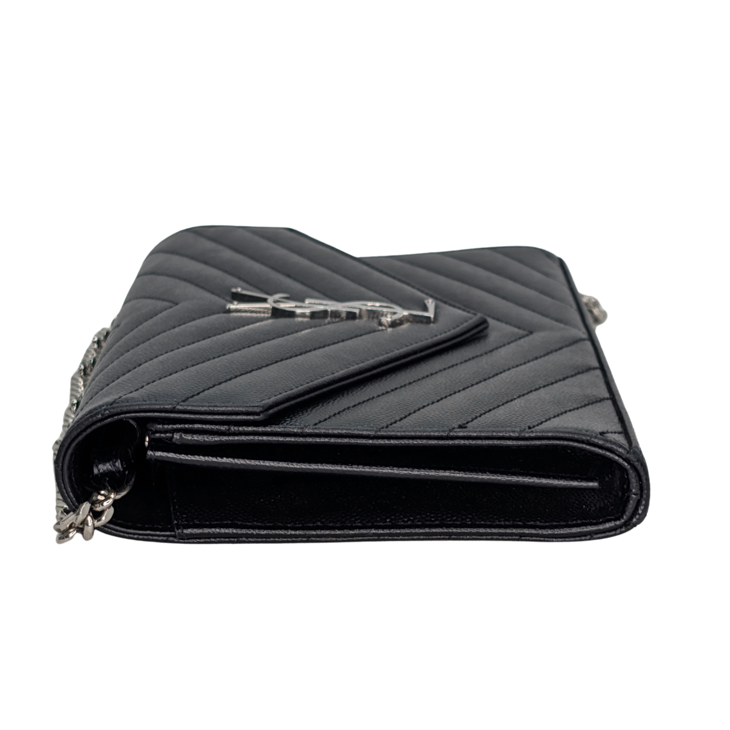 Saint Laurent Cassandra Envelope Wallet on Chain Black