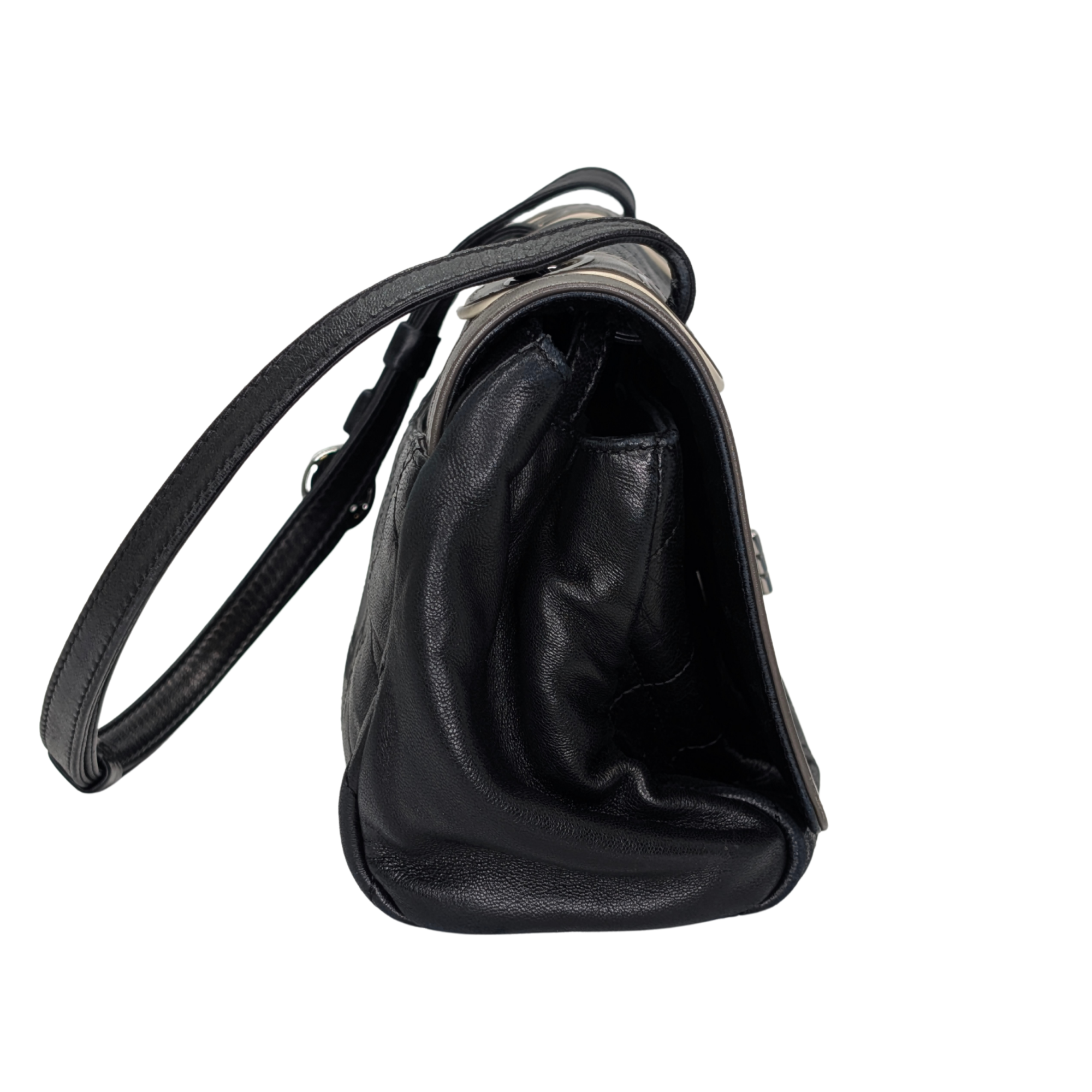 Chanel East-West Shoulder Bag Leather Black