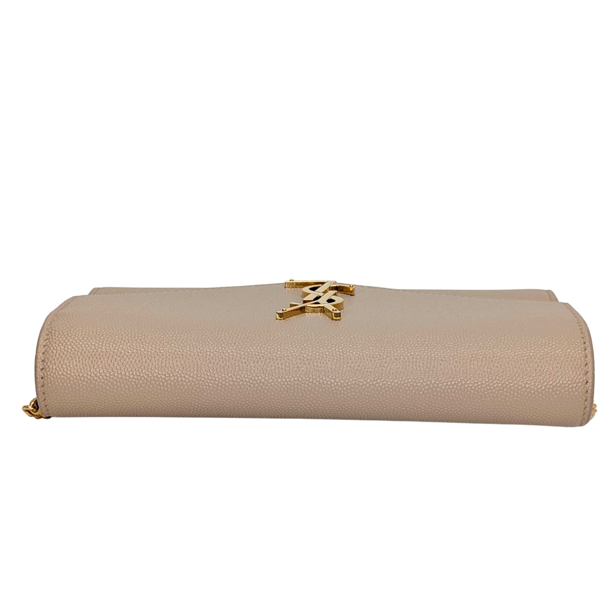 Saint Laurent Uptown Wallet on Chain Dark Beige