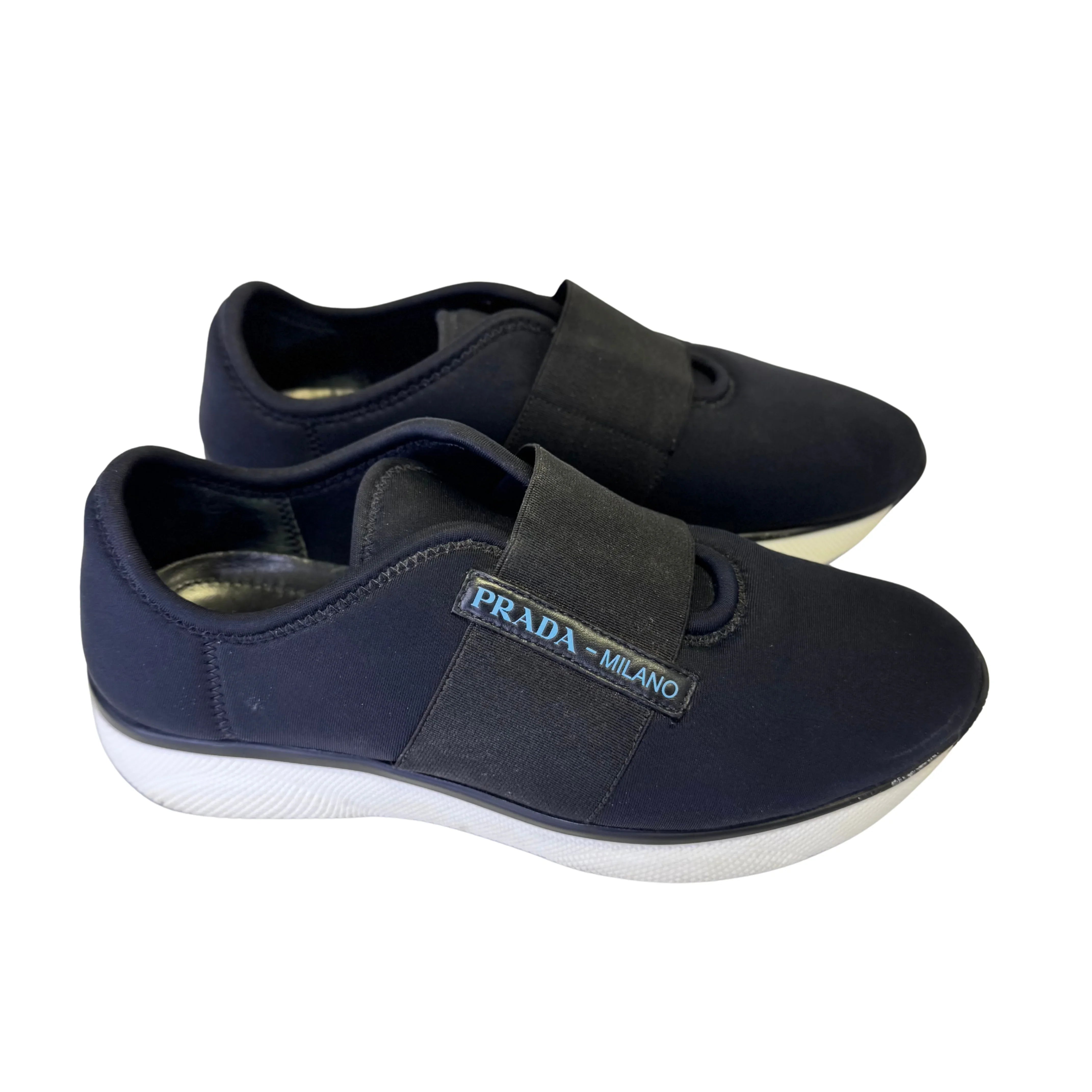 Prada Black x Navy Neoprene Sneakers size 36 - Lost Designer