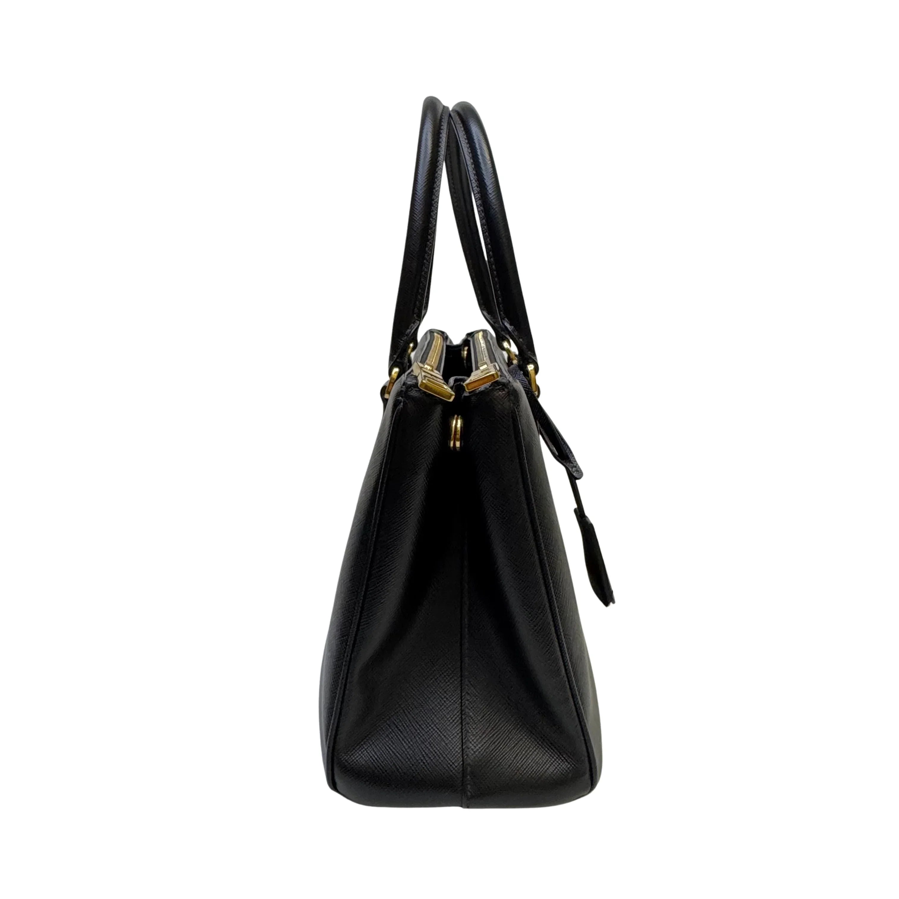 Prada Medium Galleria Saffiano leather bag Black - Lost Designer