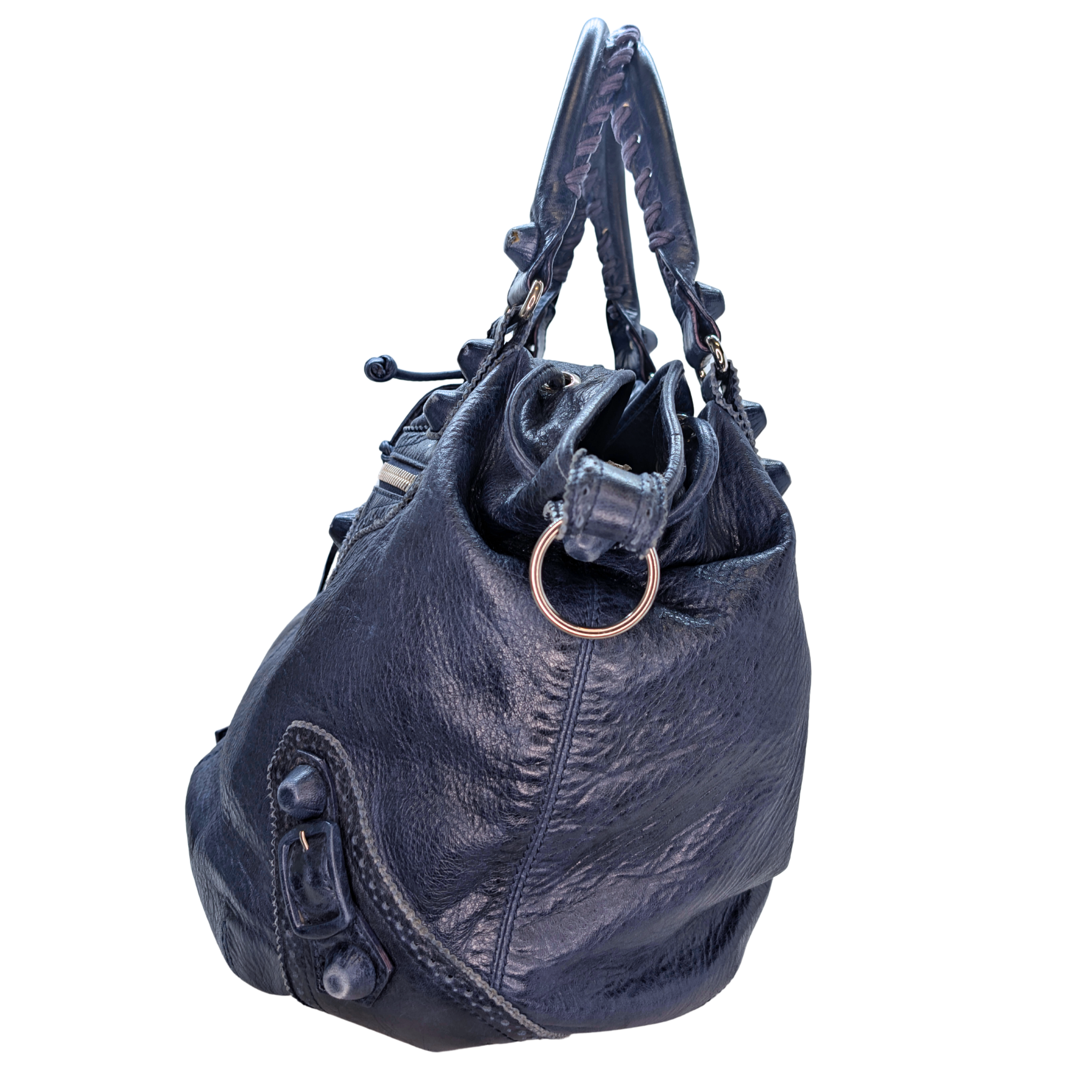 Balenciaga Pompon Motocross City Bag Navy
