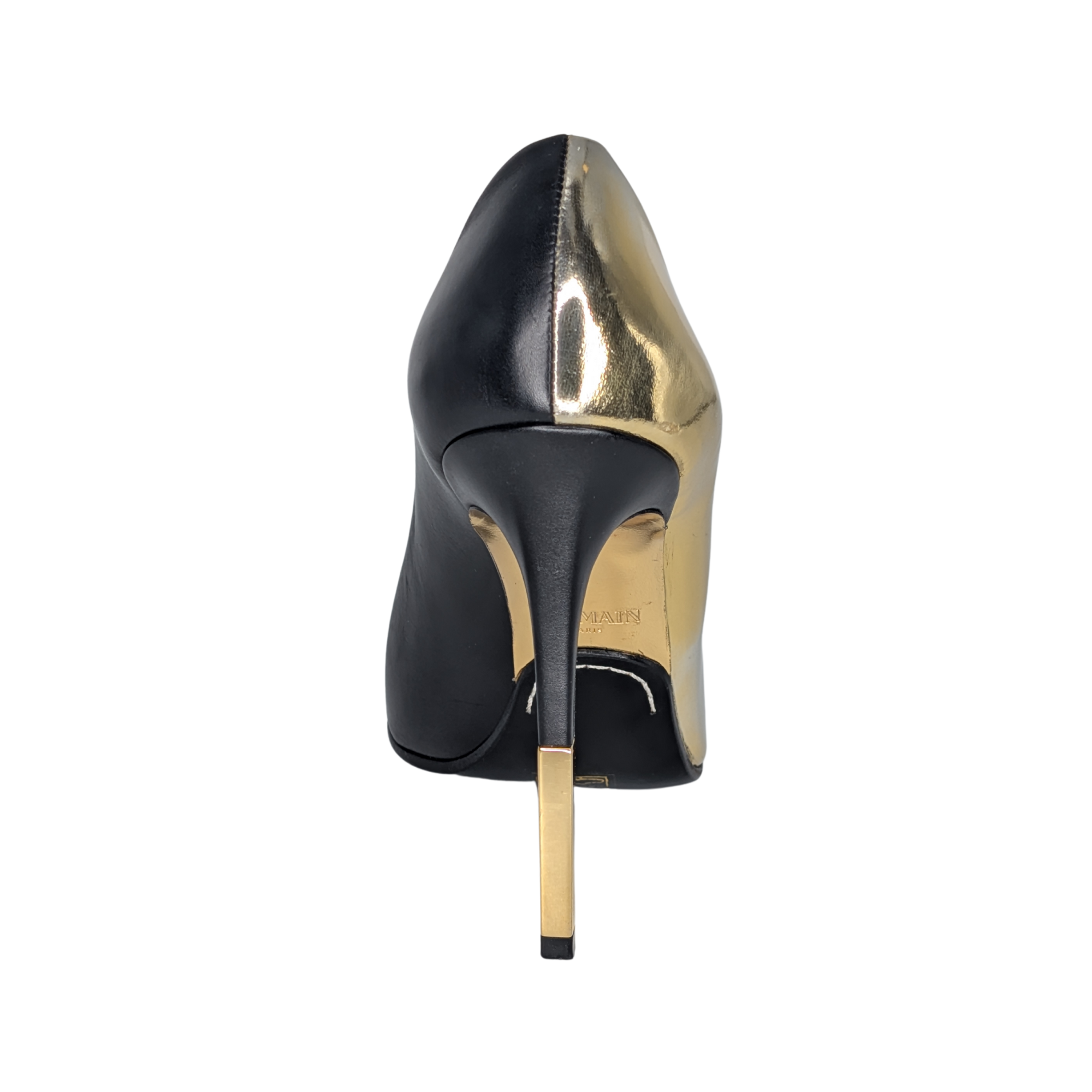 Balmain Pointed Toe Pumps Black/Gold 39