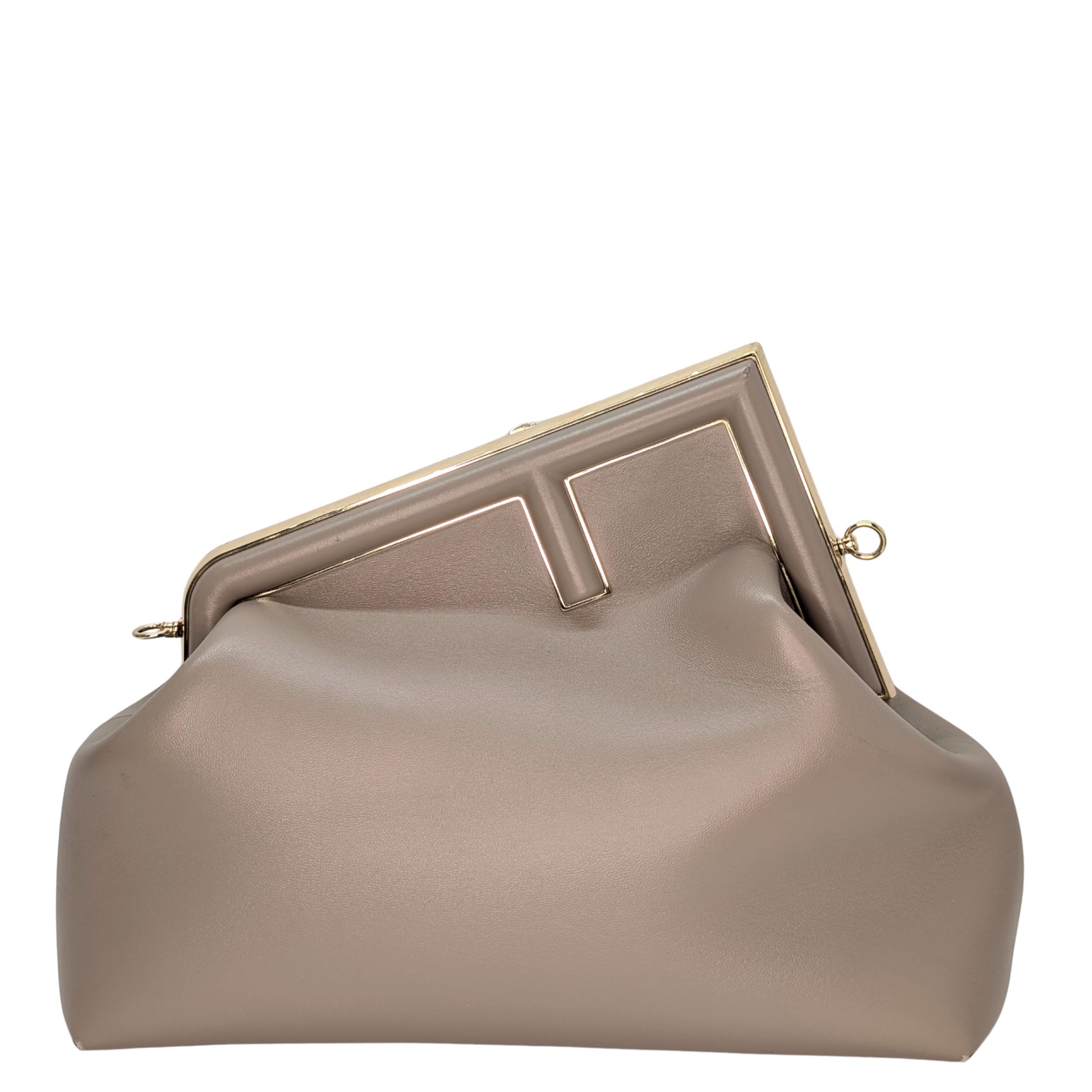 Fendi First Bag Clutch Medium Leather Taupe
