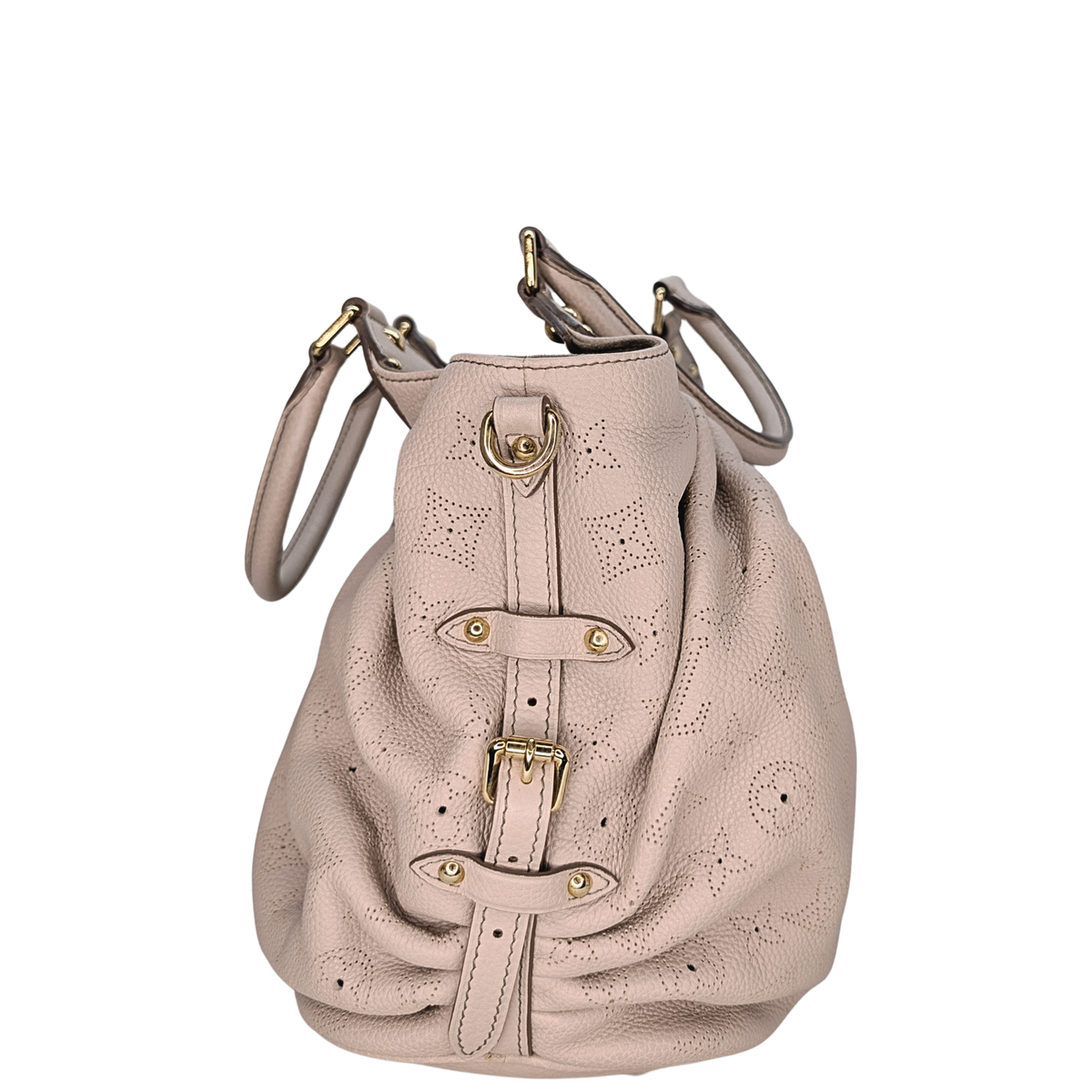 Louis Vuitton Mahina Beige L Hobo Bag Beige