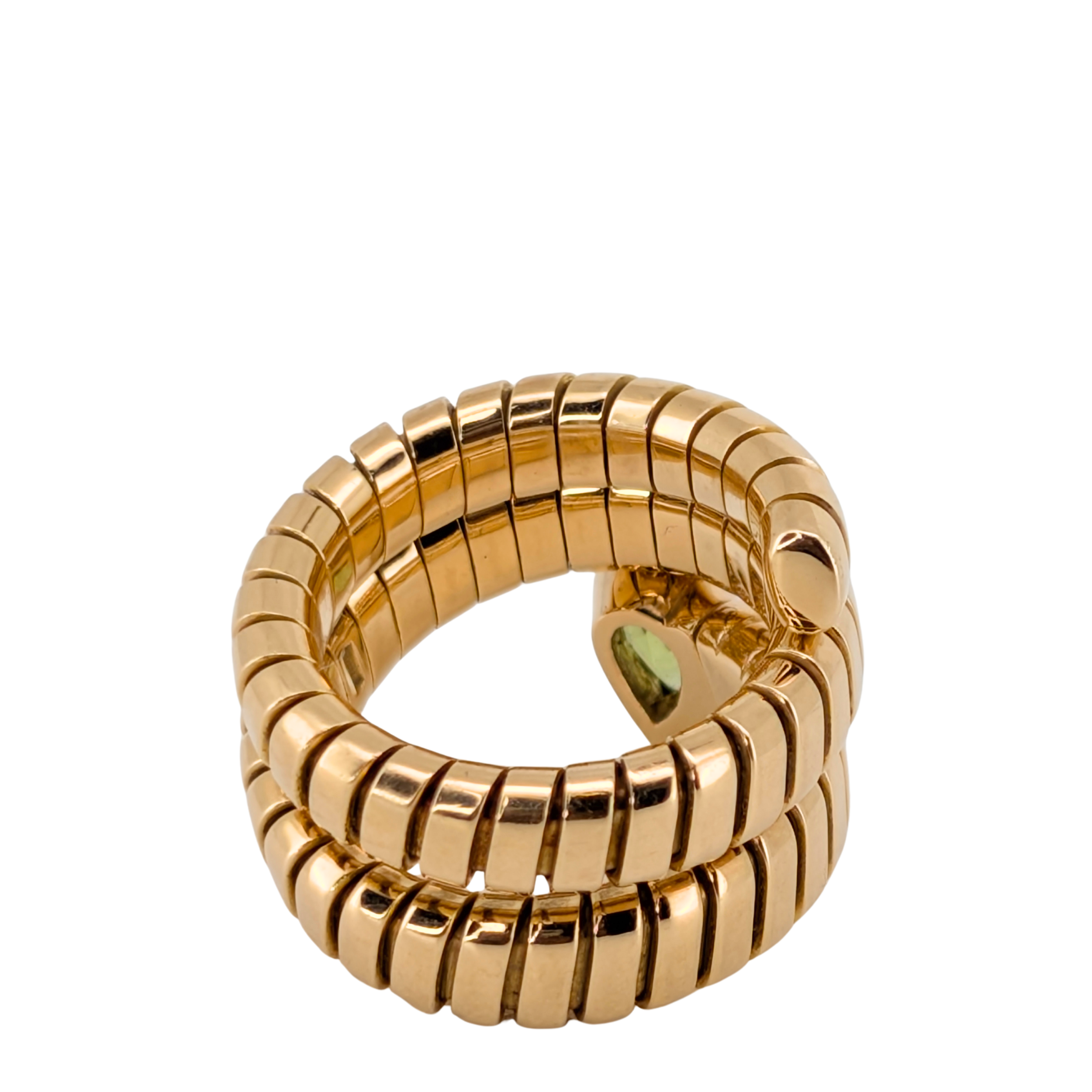 Bvlgari 18K Gold Peridot Tubogas Ring