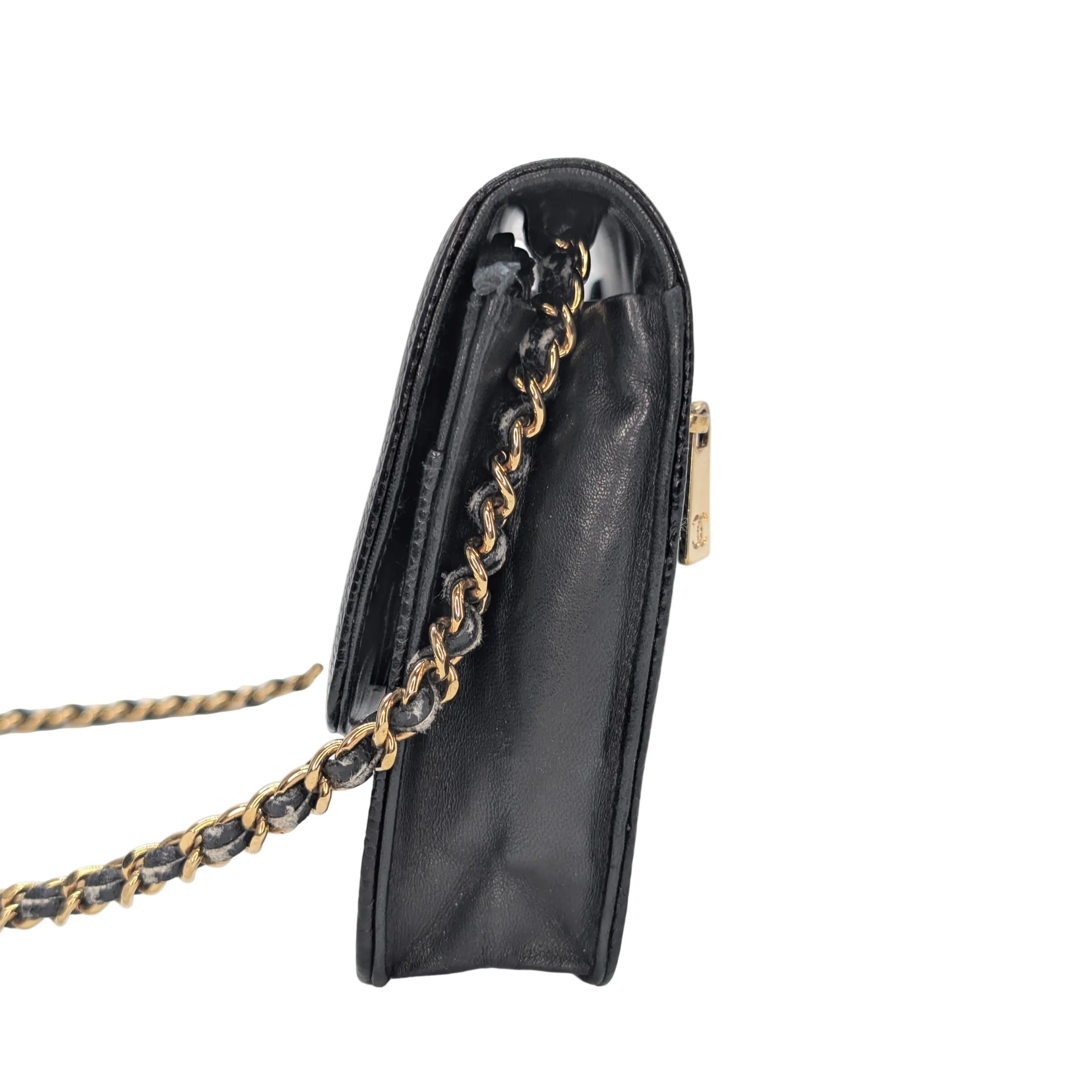 Chanel Caviar Timeless CC Wallet On Chain WOC Black