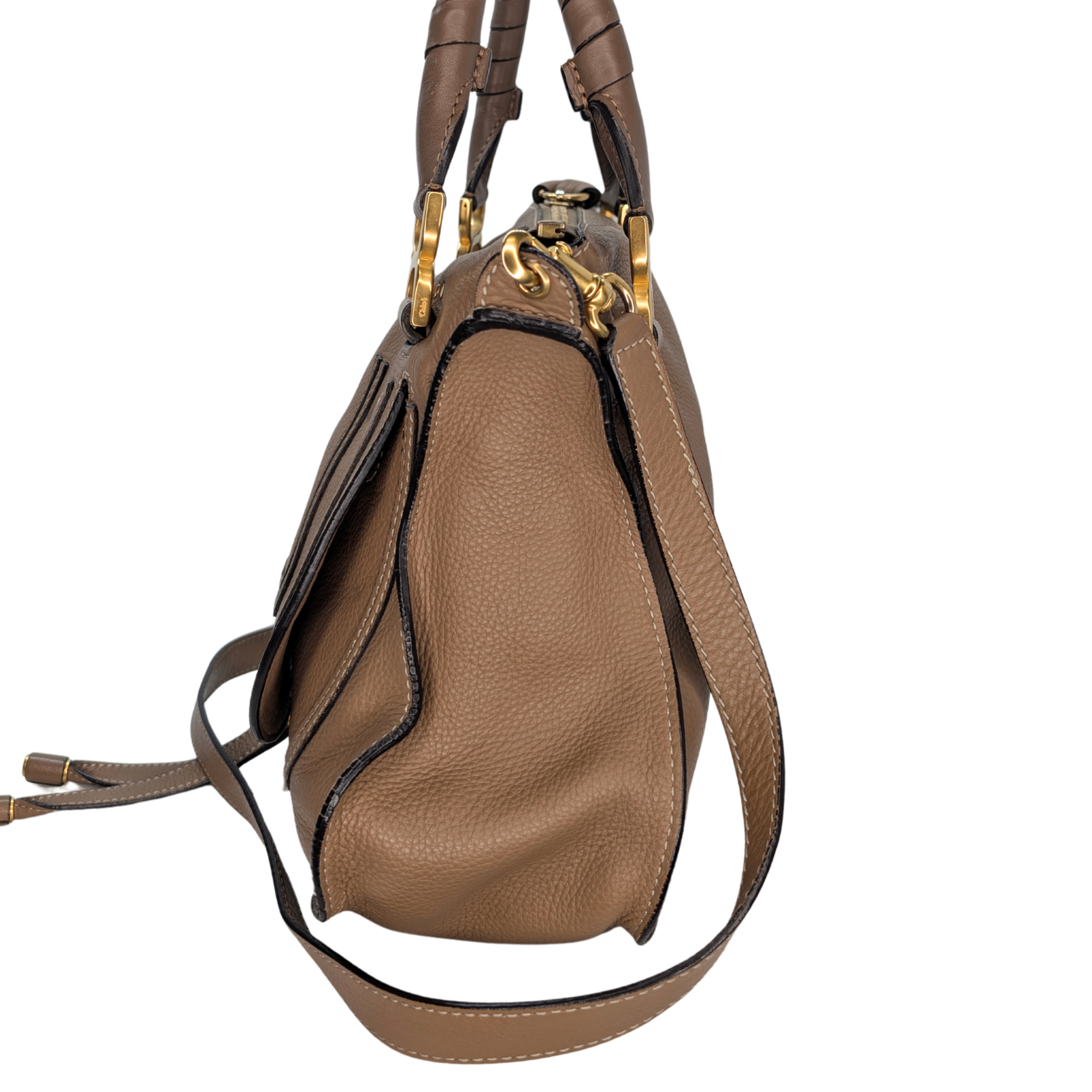 Chloe Marcie Medium Satchel Crossbody Bag Brown