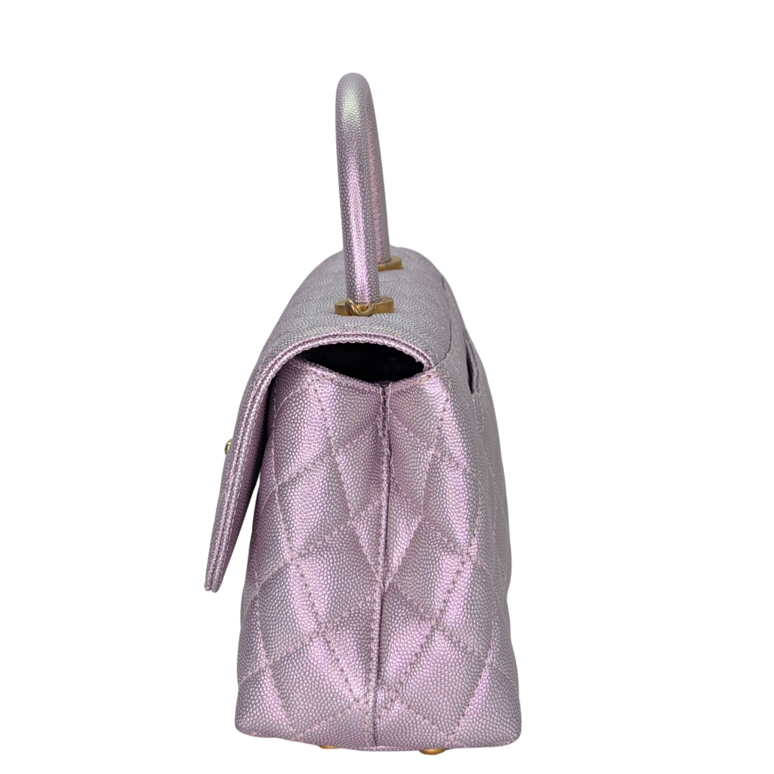 Chanel Coco Handle Small Caviar Iridescent Purple Bag