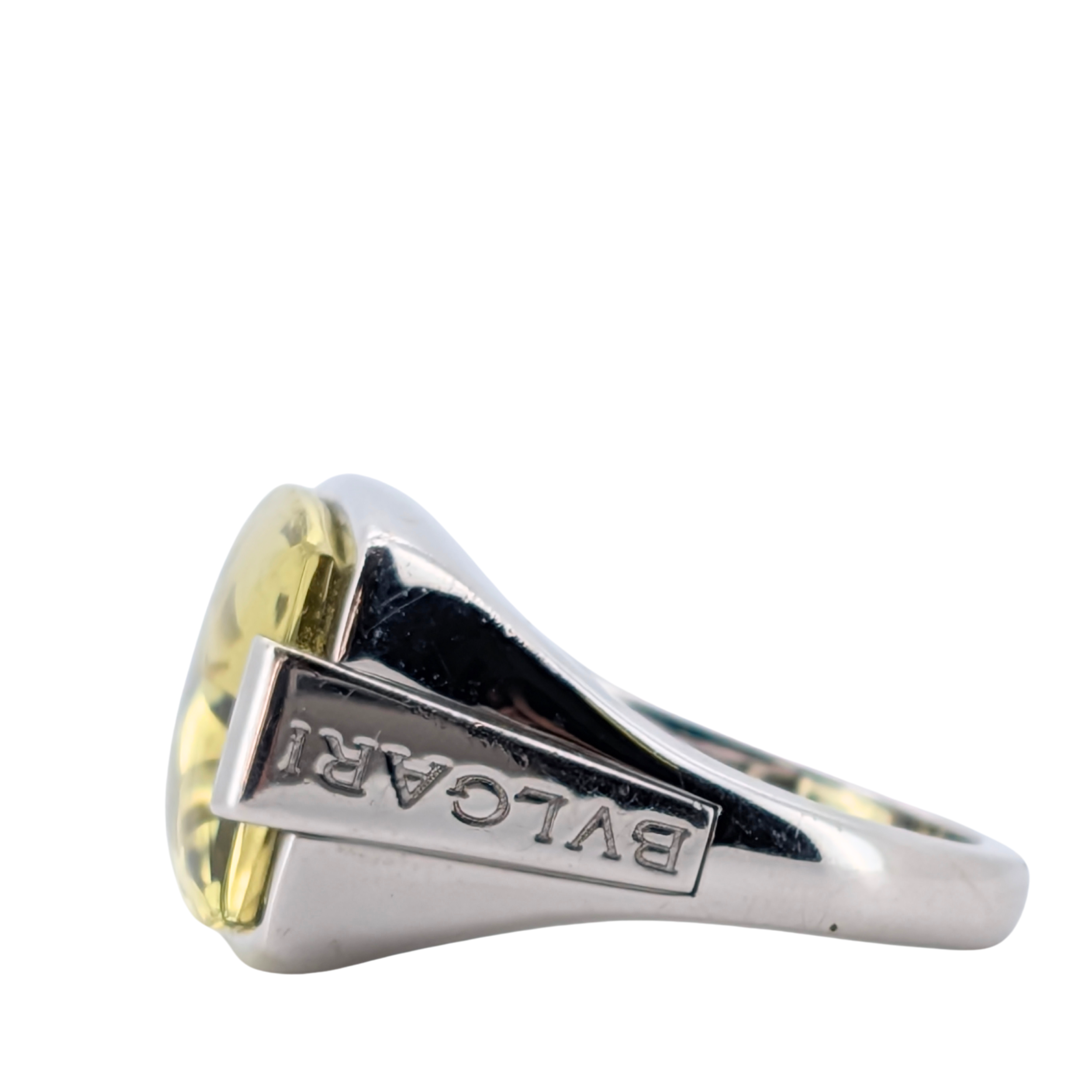 Bvlgari Metropolis Yellow Quartz Ring In 18K White Gold