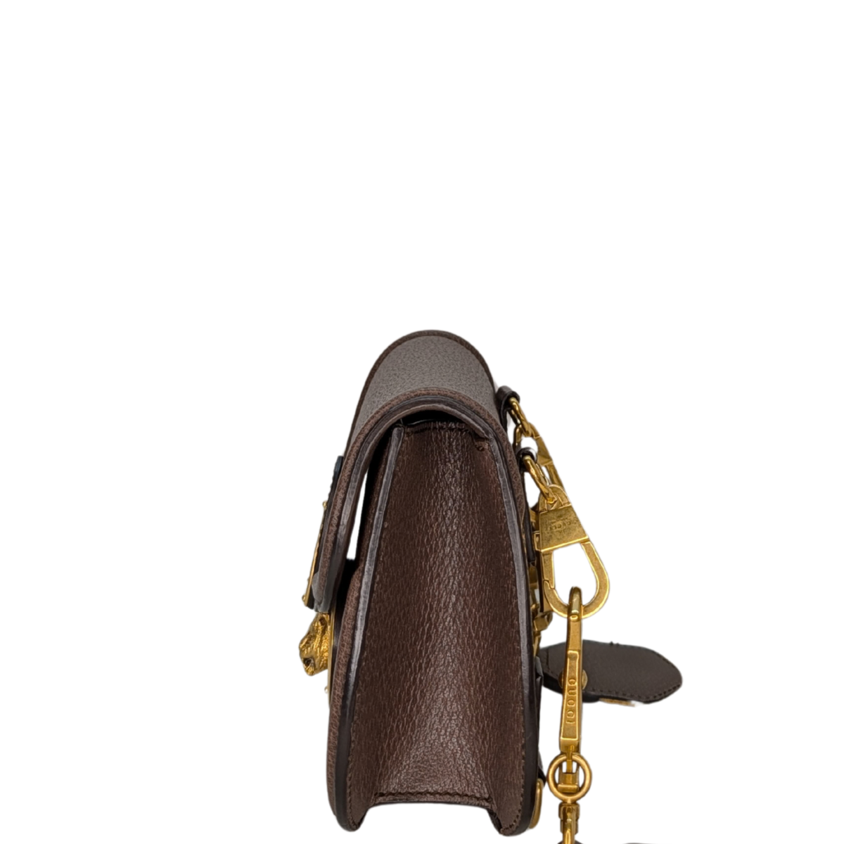 Gucci textured Animalier leather Saddle Crossbody Bag Brown