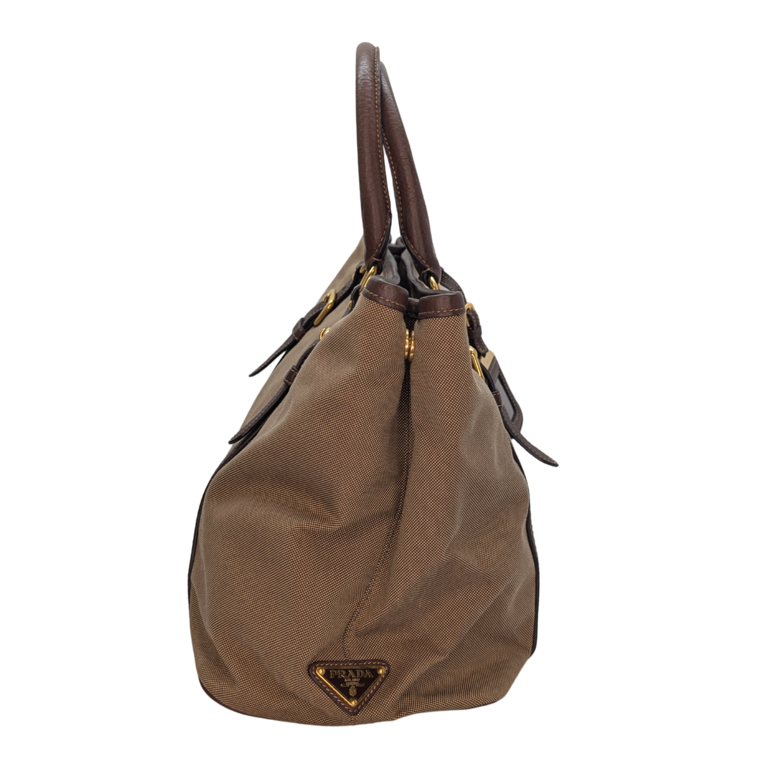 Prada Logo Jacquard Tote Bag Brown