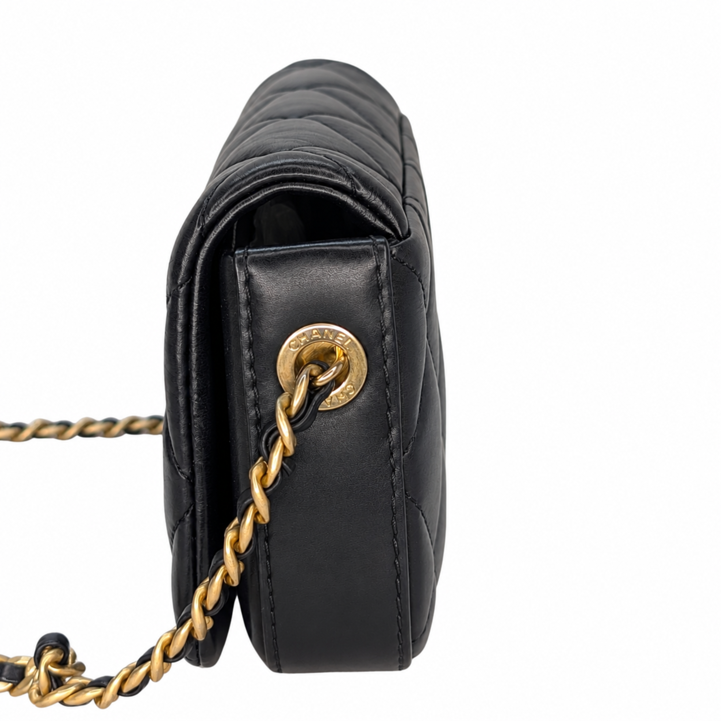 Chanel Quilted Mini Nailed CC Flap Bag Black