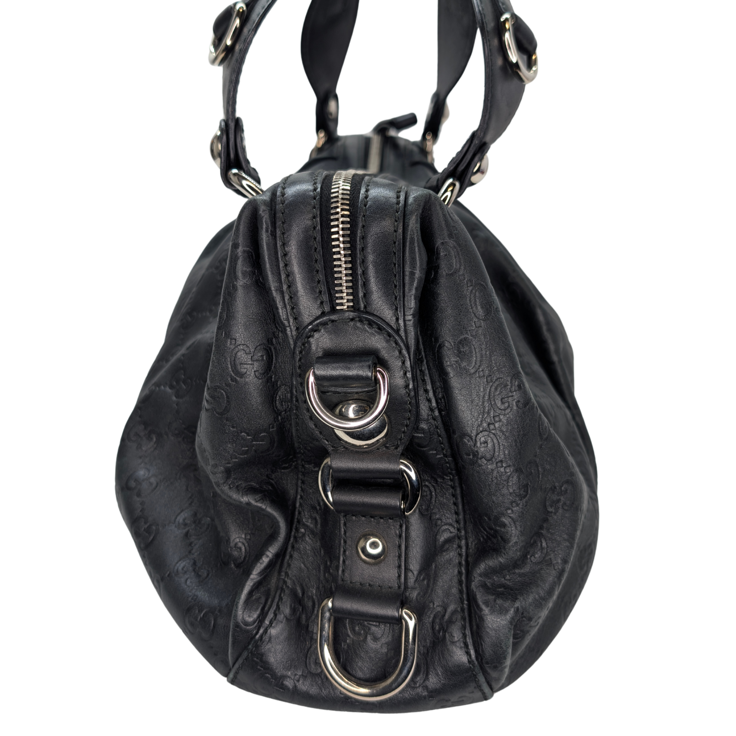 Gucci Guccissima Icon Bit Medium Boston Bag Black