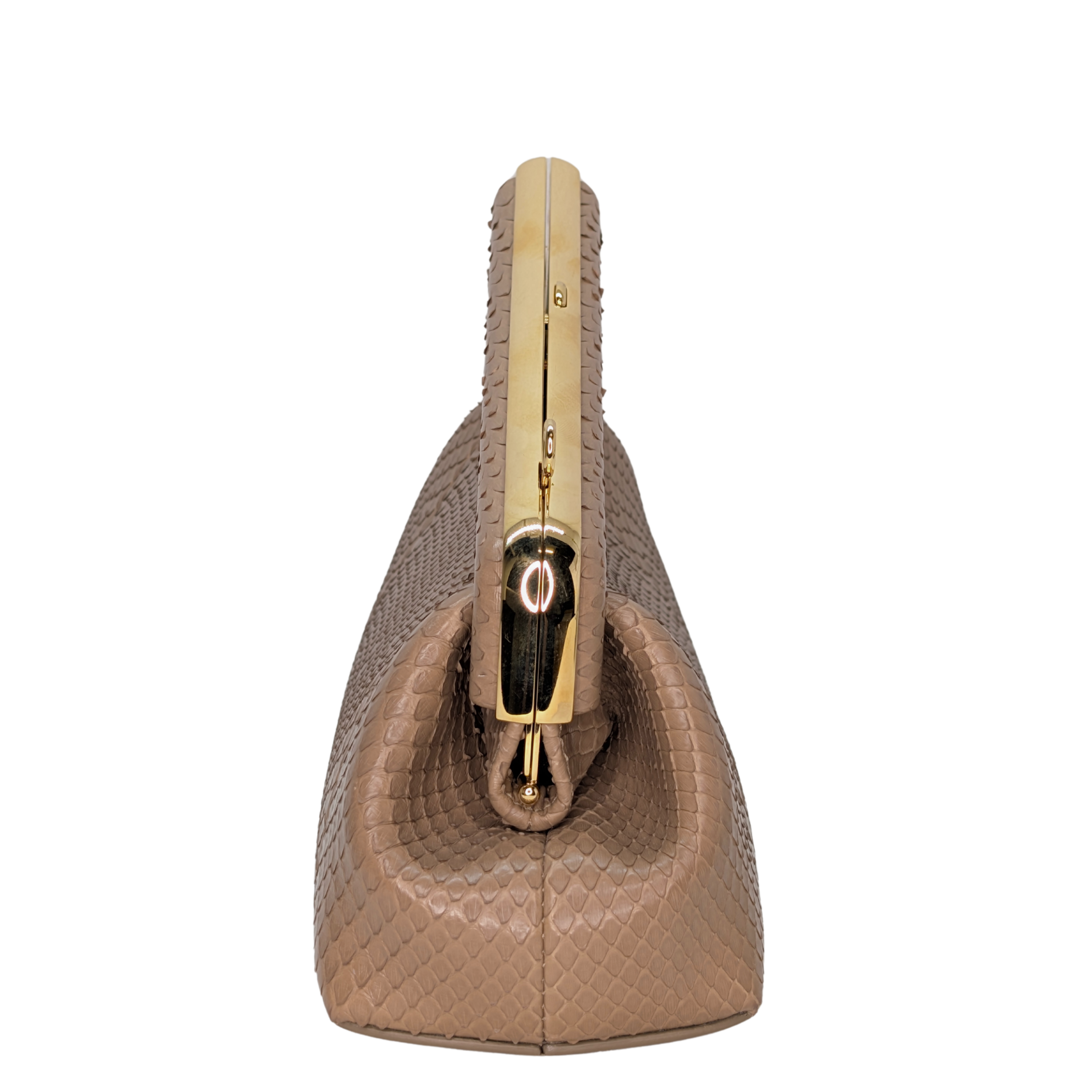 Fendi First Bag Clutch Small Full Snake Python Dark Beige
