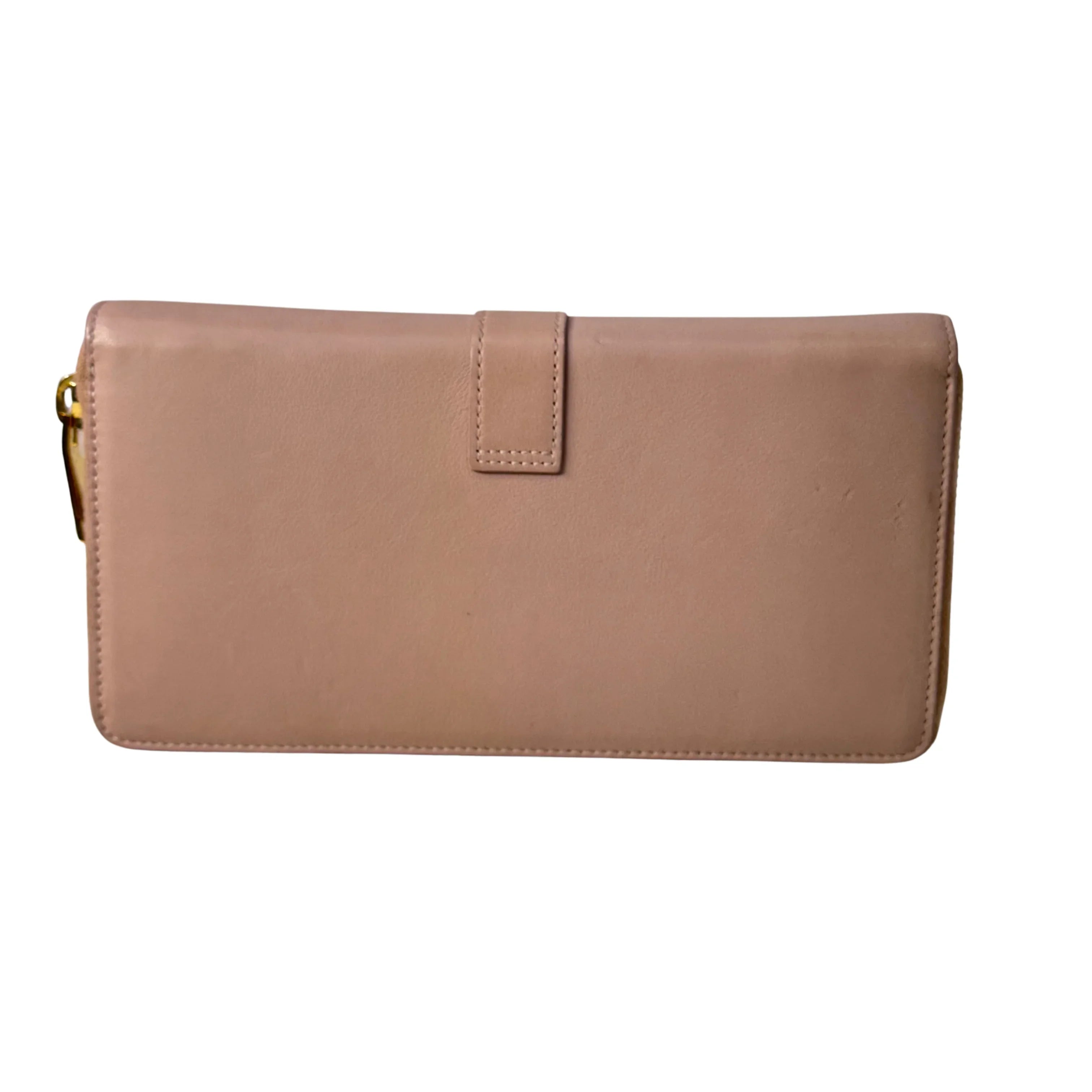Saint Laurent Smooth Calfskin Long Beige Wallet - Lost Designer