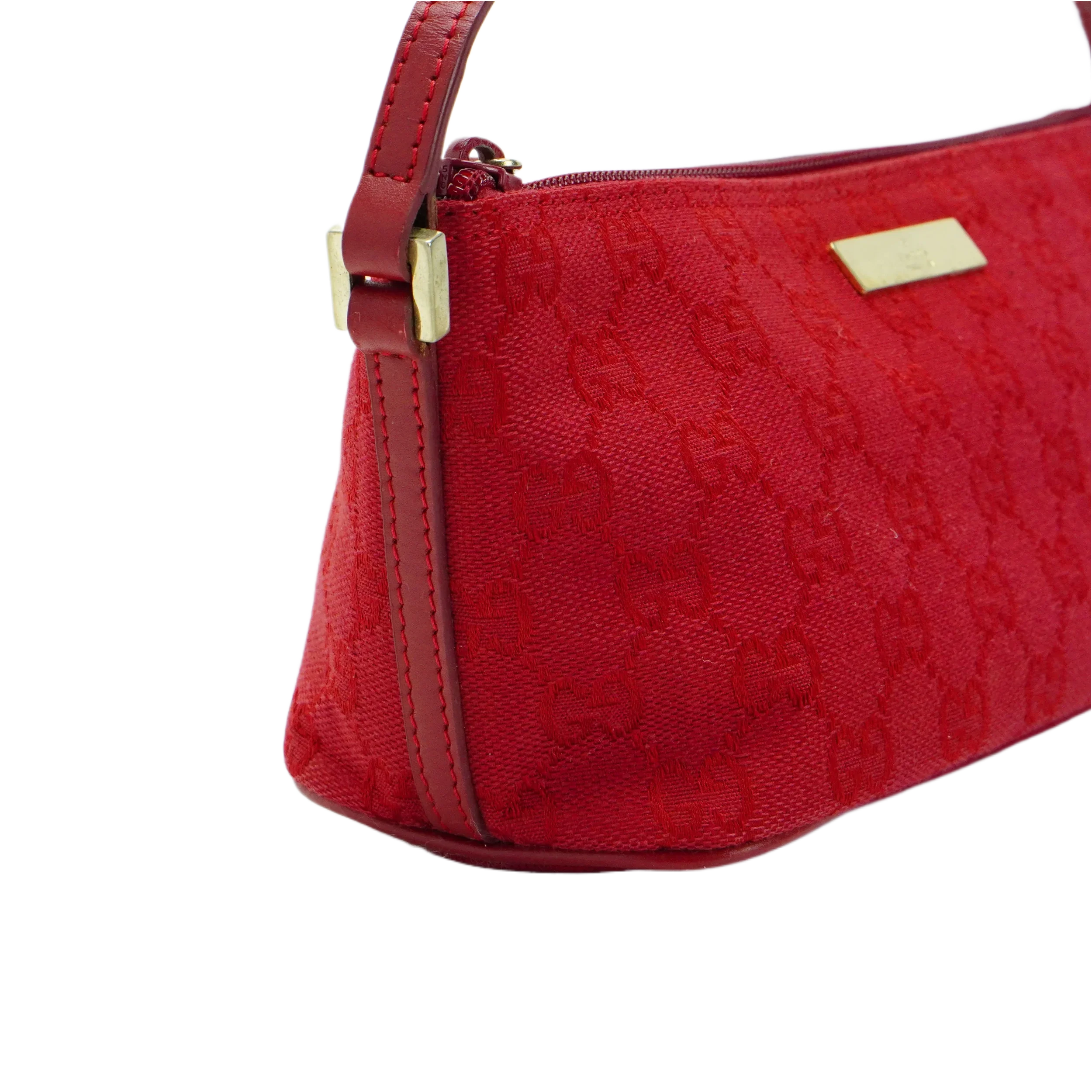 Gucci Cherry Red GG Monogram Boat Pochette Bag - Lost Designer