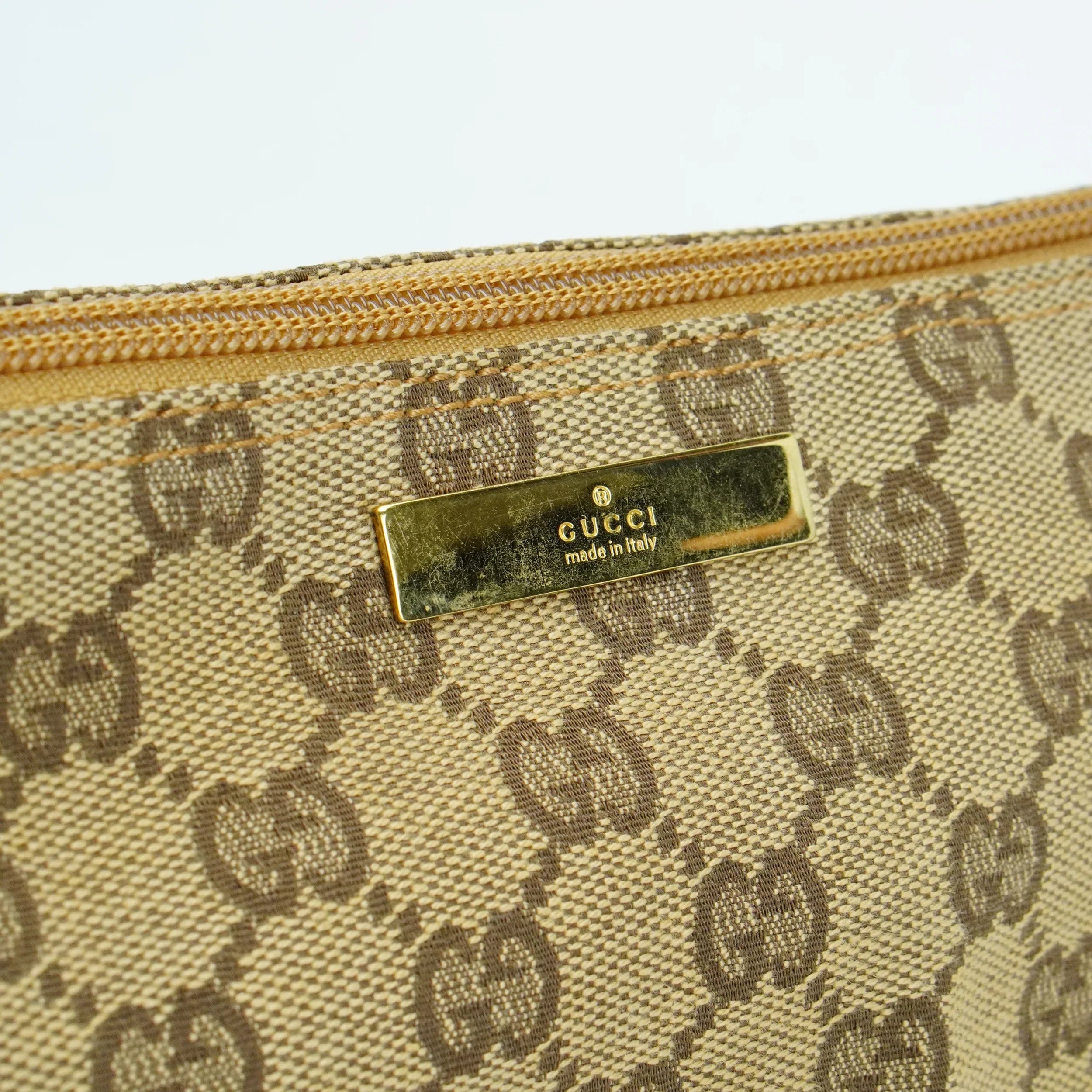 Gucci Beige GG Monogram Boat Pochette Bag - Lost Designer