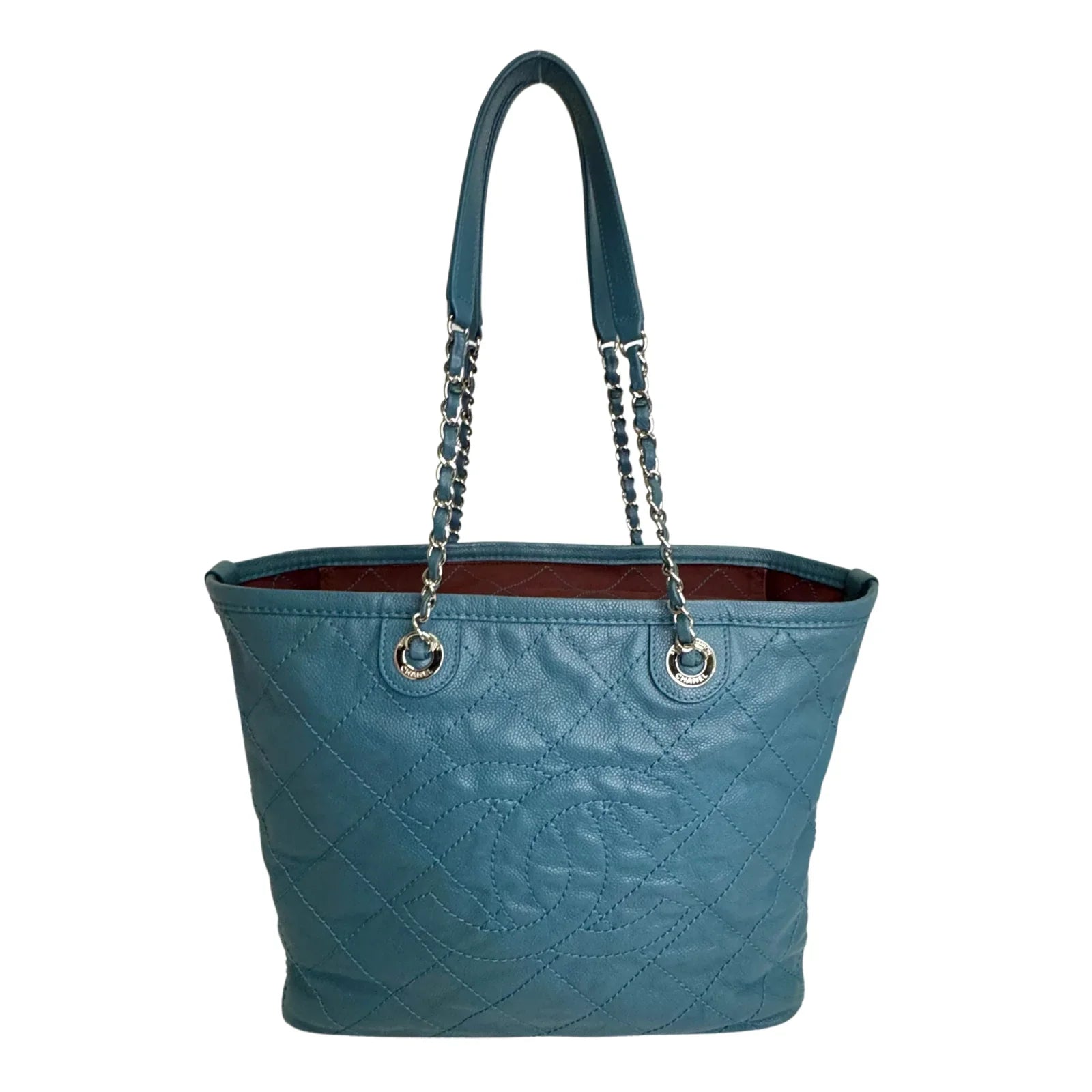 Chanel Everyday Grained Calfskin Quilted Bag Teal Blue - Lost Designer