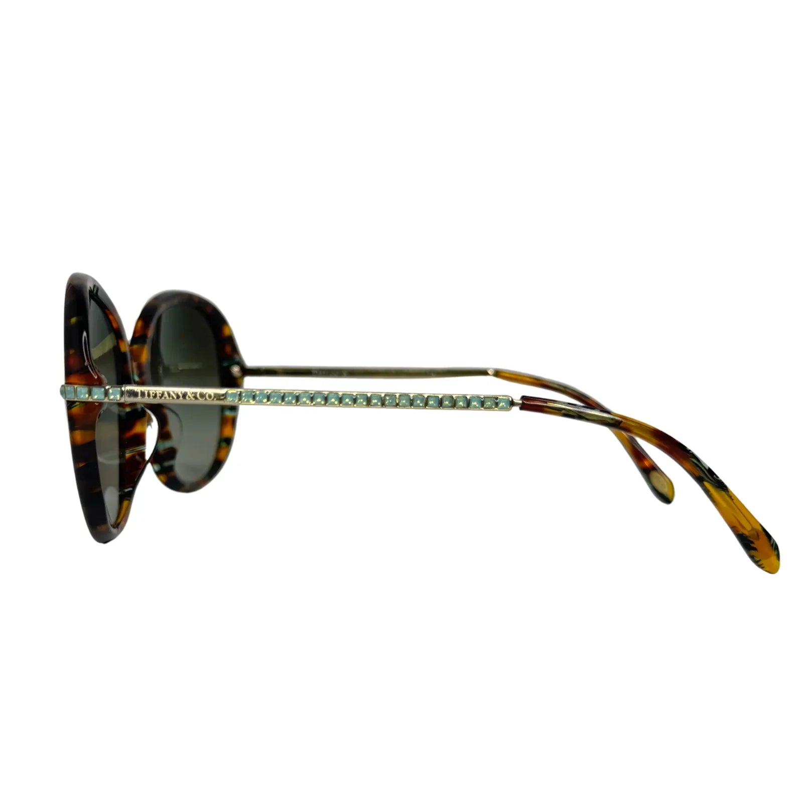 Tiffany & Co. Tortoiseshell Oversized Crystal Arm Sunglasses - Lost Designer