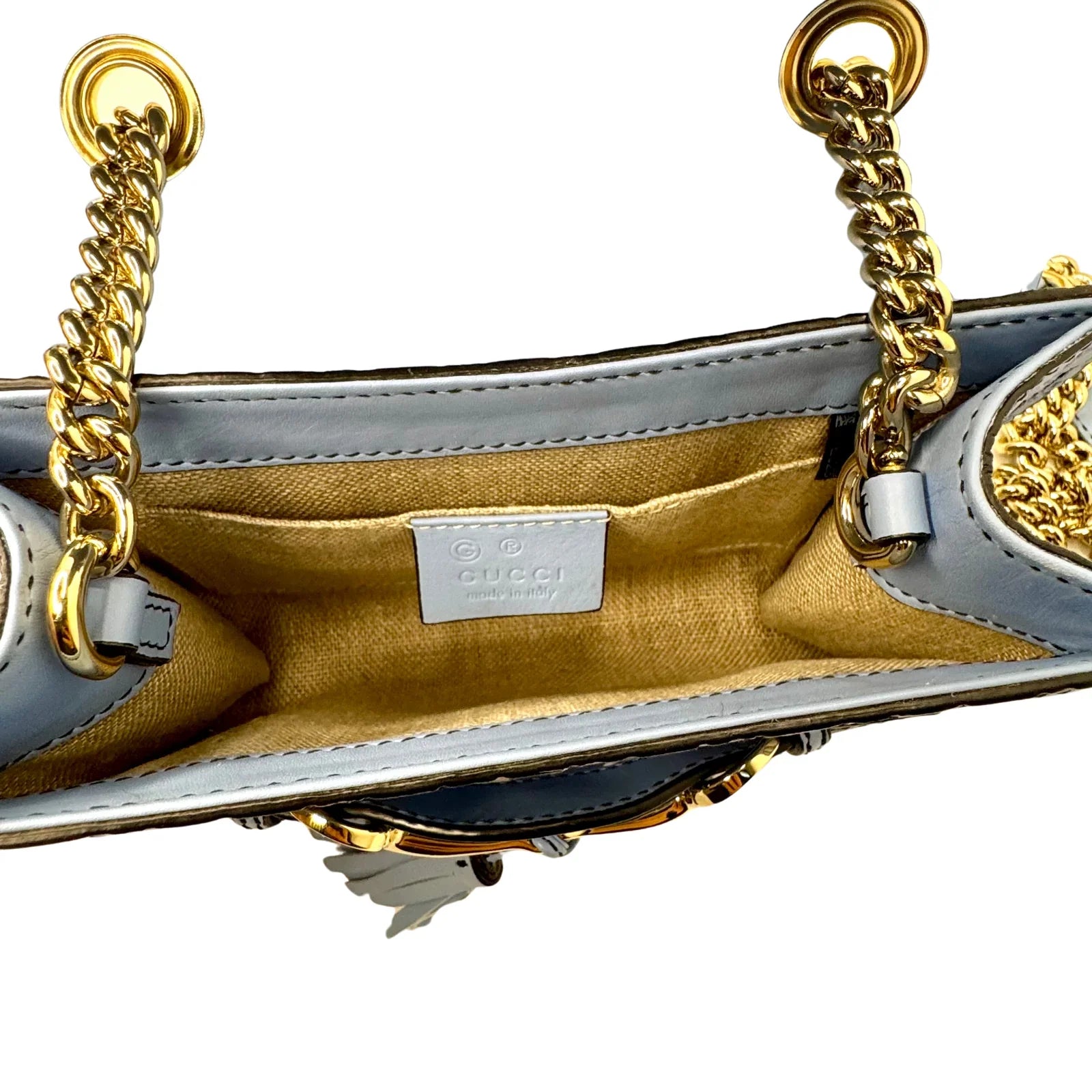 Gucci Microguccissima Mini Emily Chain Shoulder Bag – Light Blue - Lost Designer