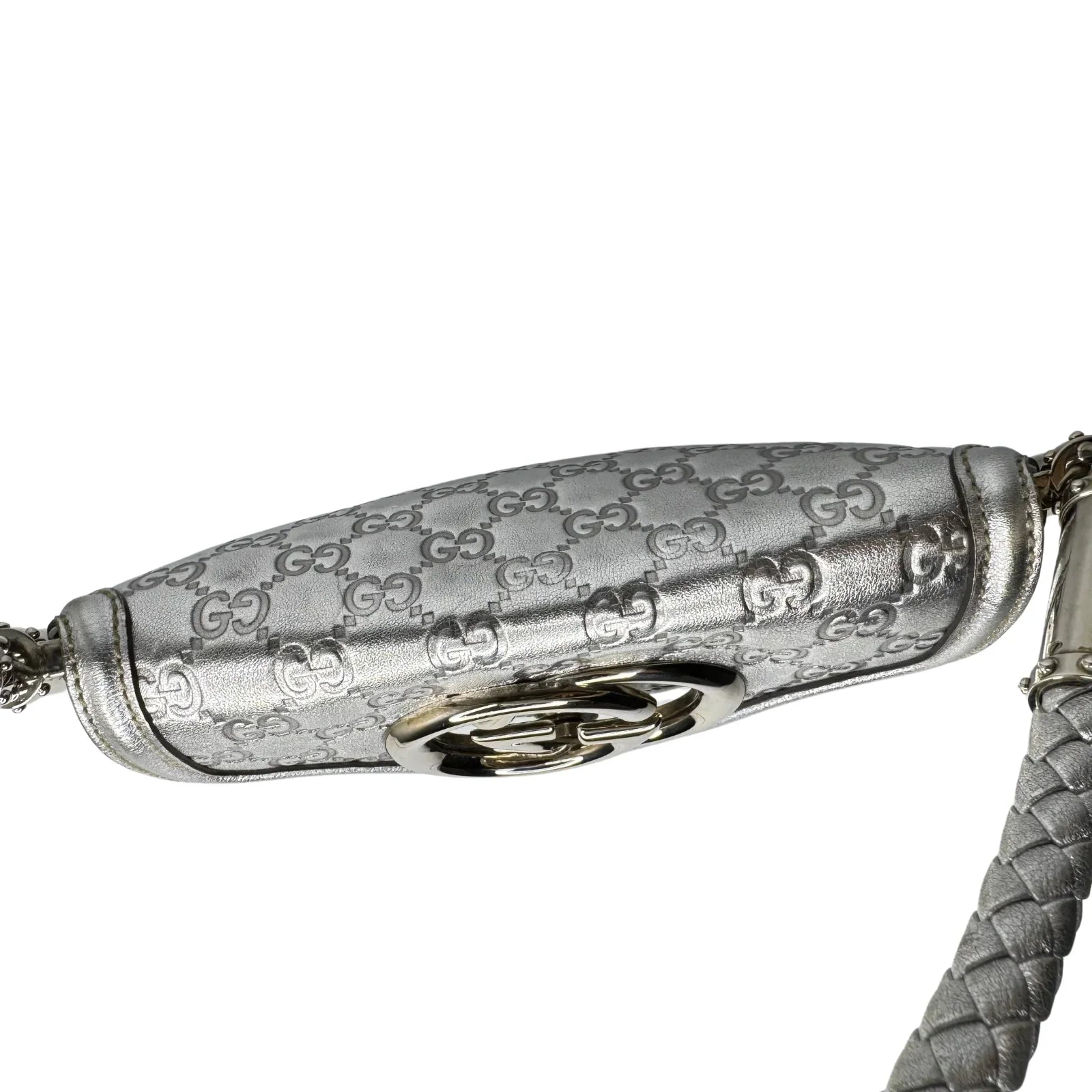 Gucci Guccissima Small Britt Tassel Shoulder Bag – Silver - Lost Designer