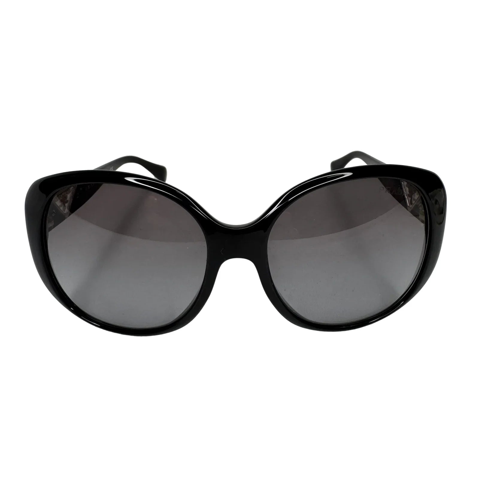 Prada SPR 150 Black Acetate Oversized Round Sunglasses - Lost Designer