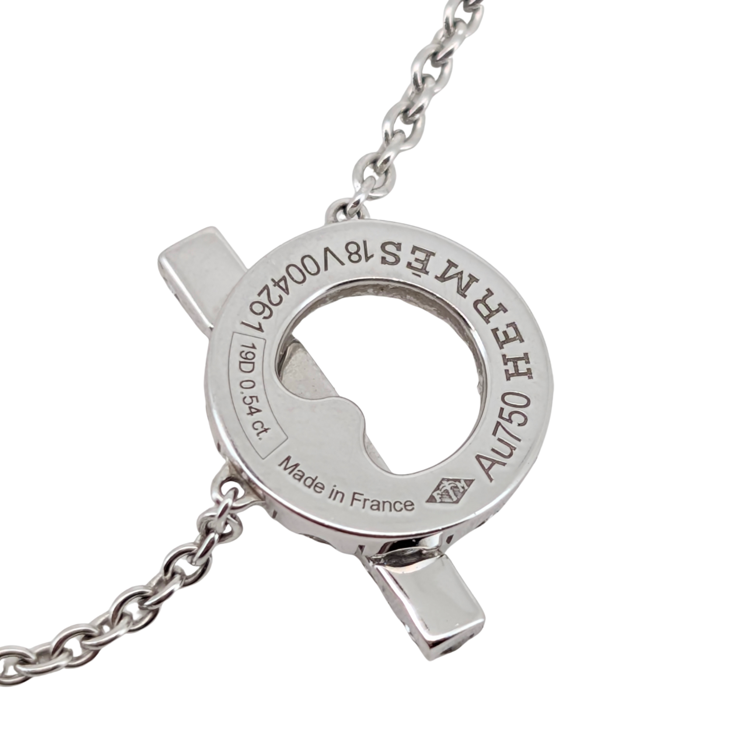 Hermès Finesse Diamond Pendant Necklace in 18K White Gold