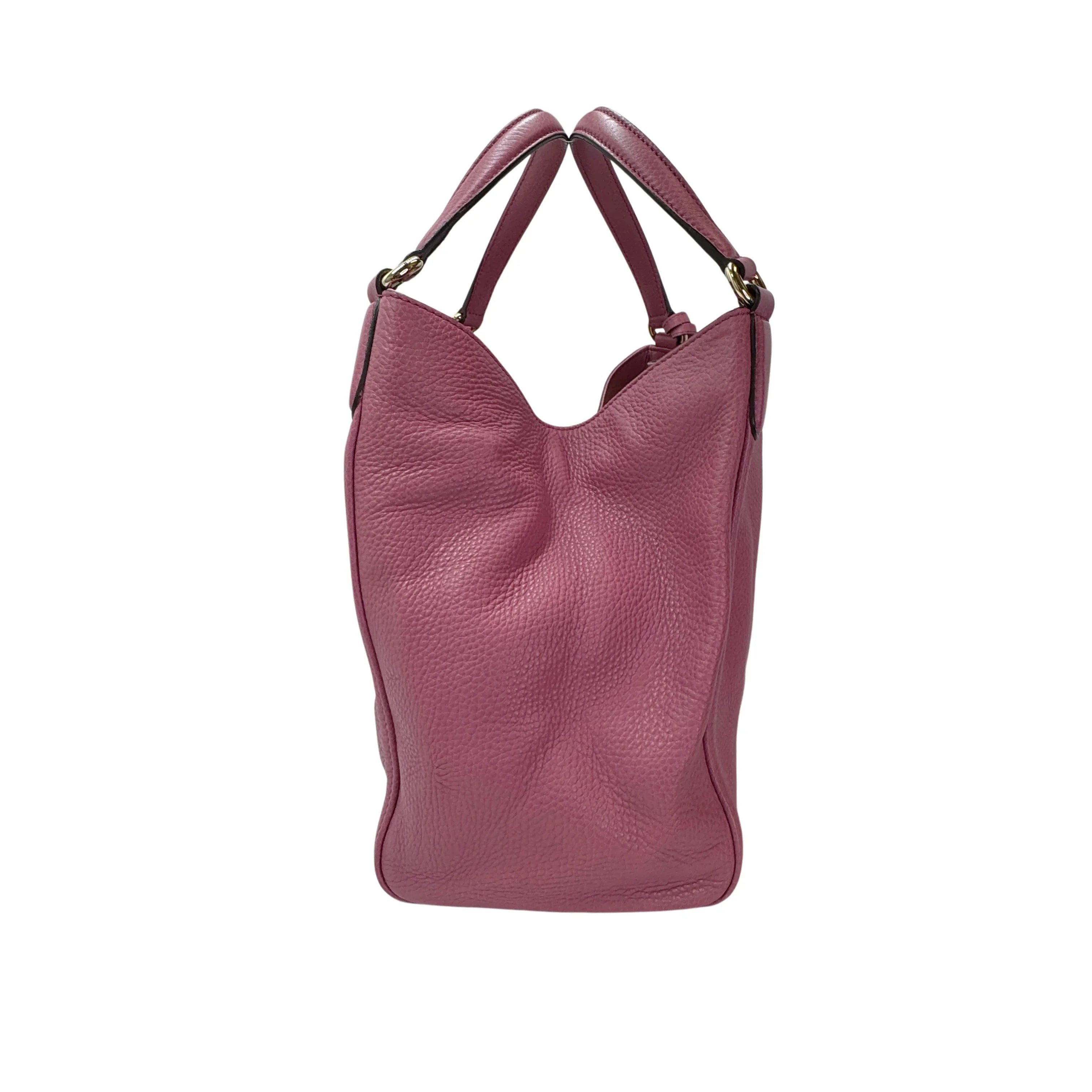 Gucci Pebbled Calfskin Medium Soho Shoulder Bag Fresia Rose - Lost Designer