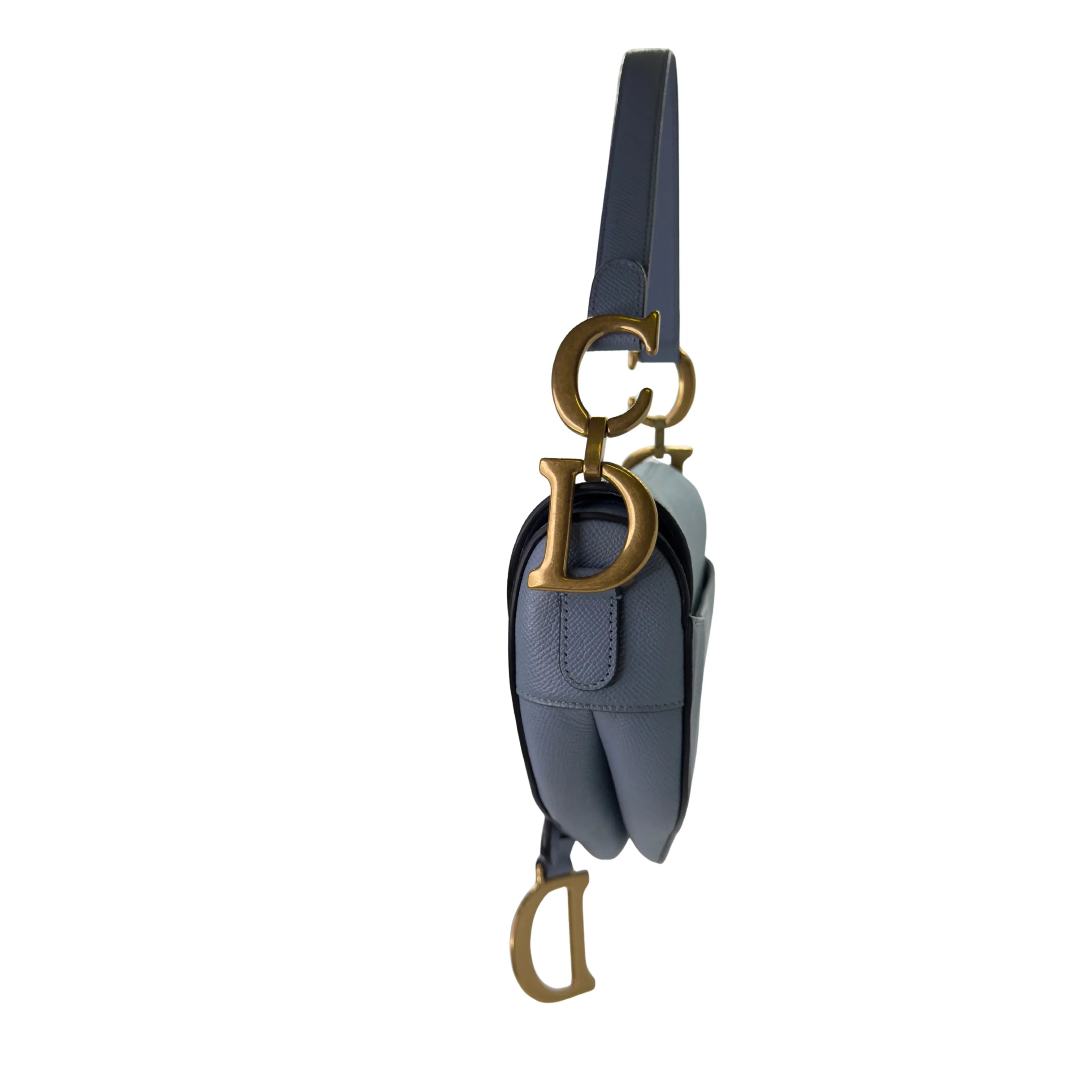Dior Saddle Grained Calfskin Medium Handbag Blue - Lost Designer