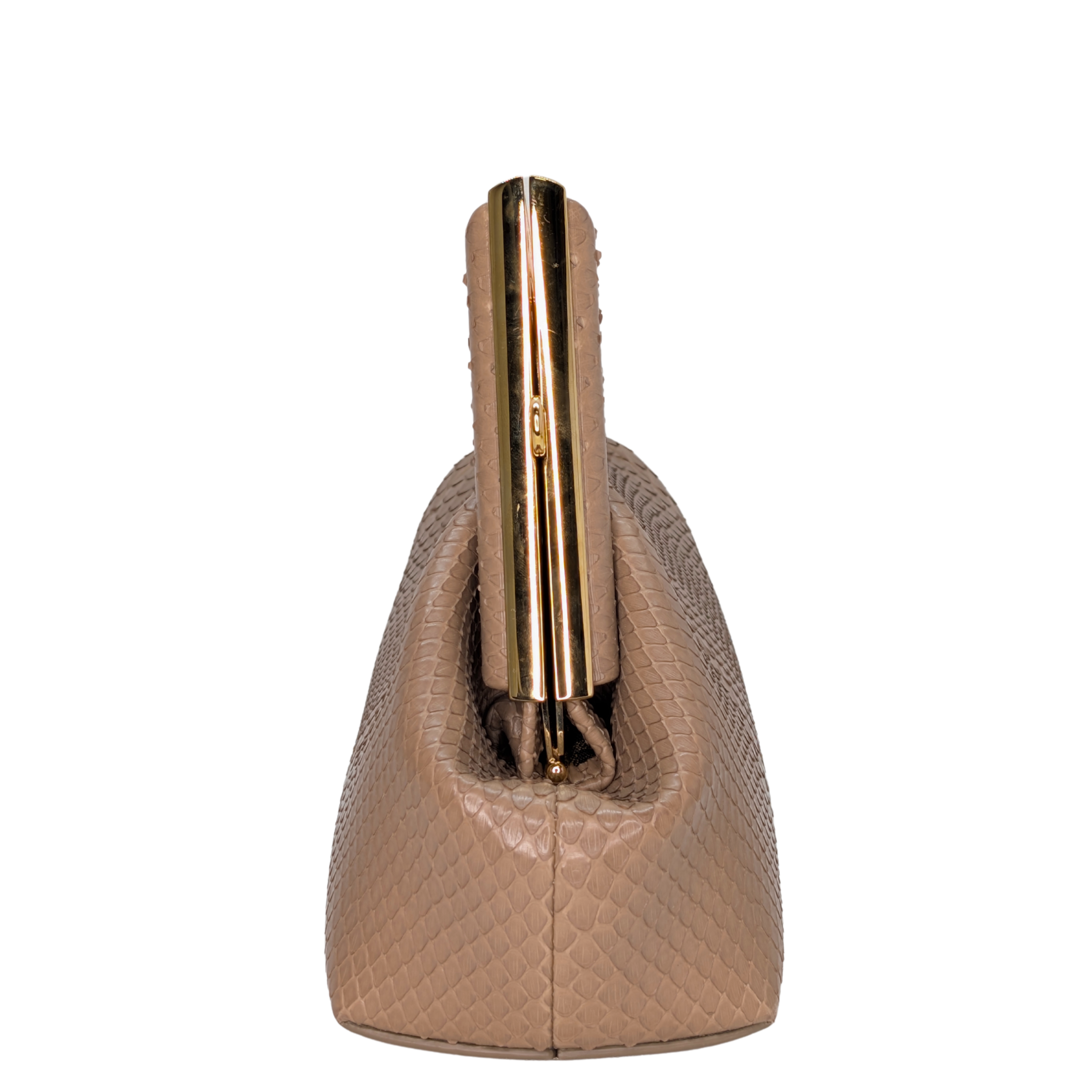Fendi First Bag Clutch Small Full Snake Python Dark Beige