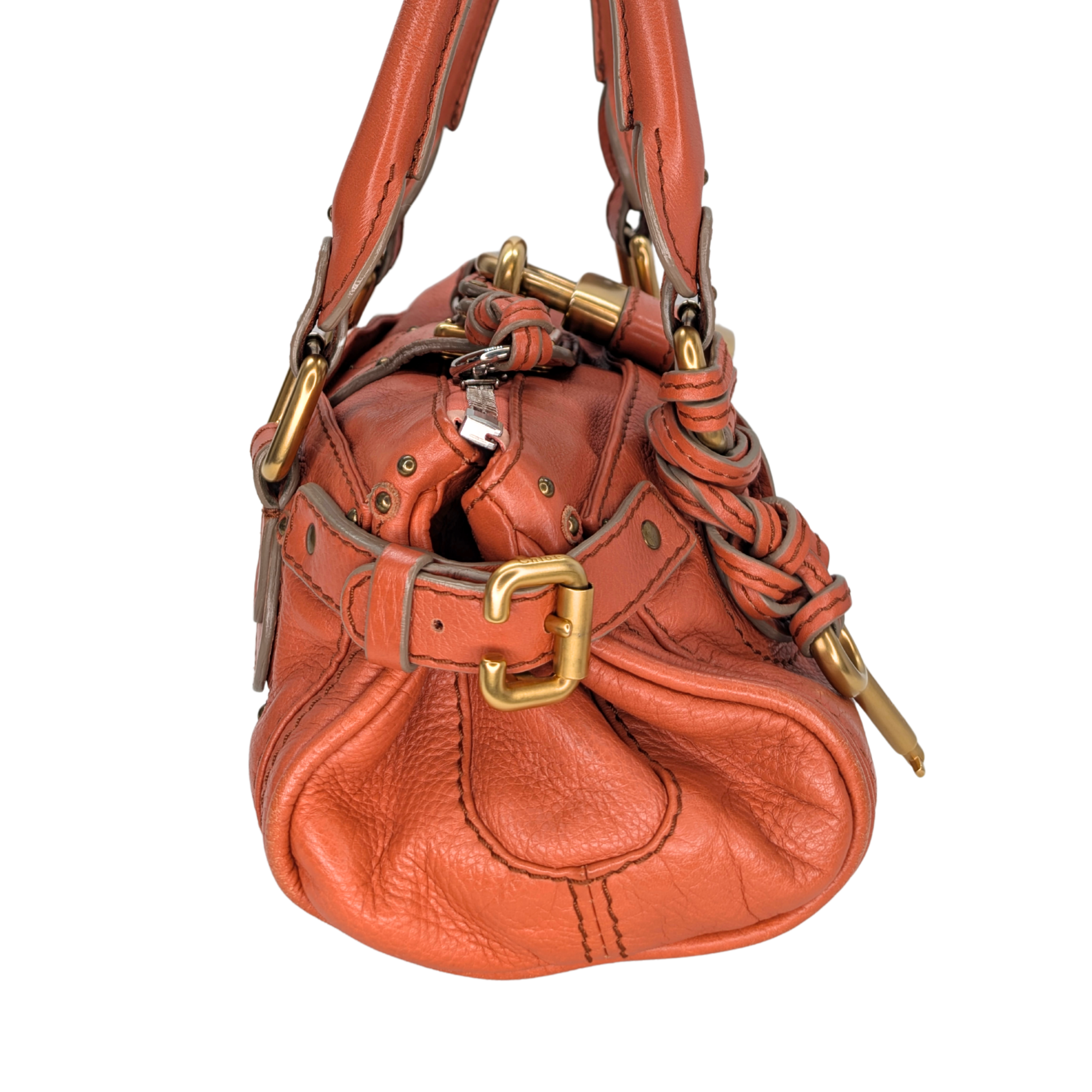 Chloe Paddington Mini Shoulder Bag Leather Coral