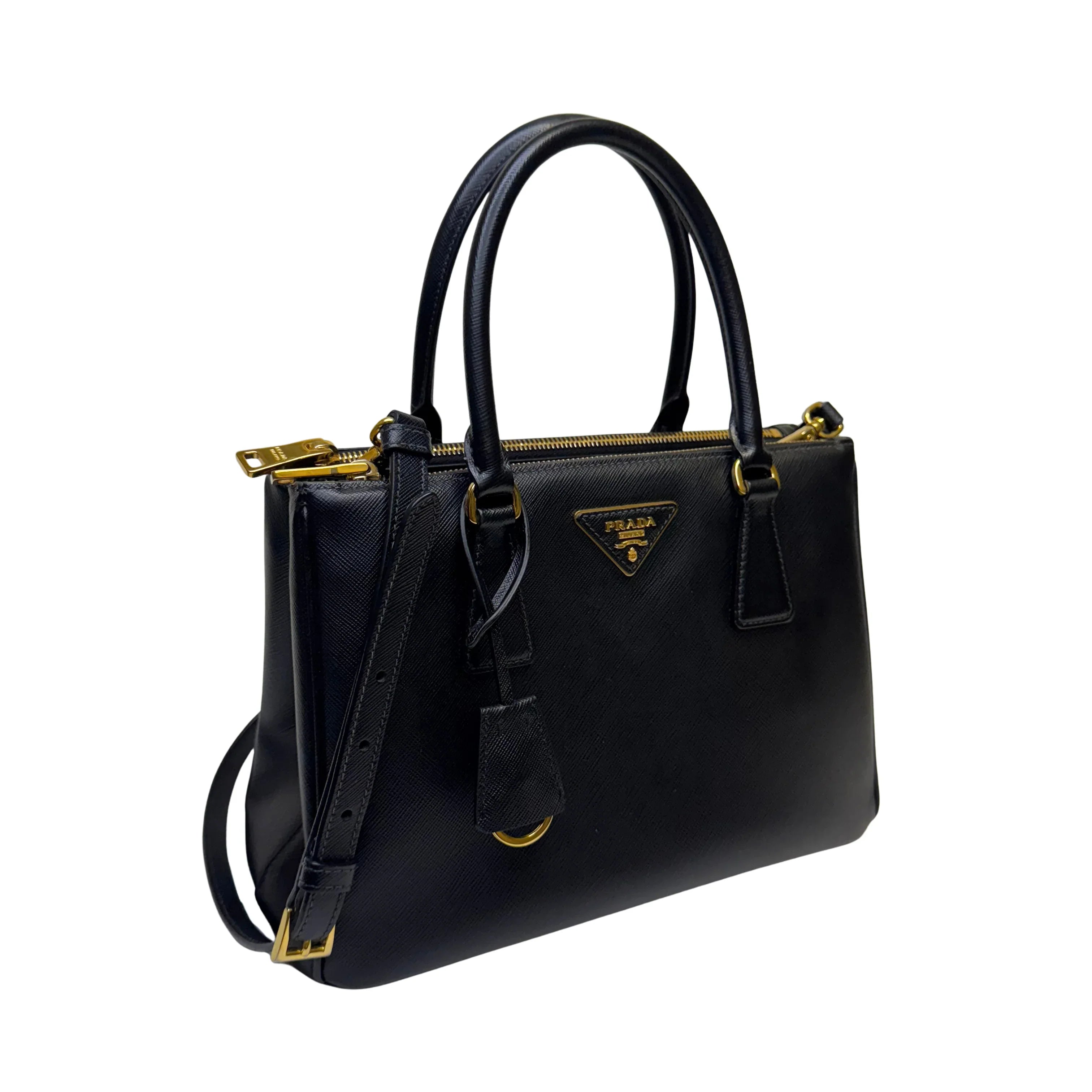 Prada Medium Galleria Saffiano leather bag Black - Lost Designer