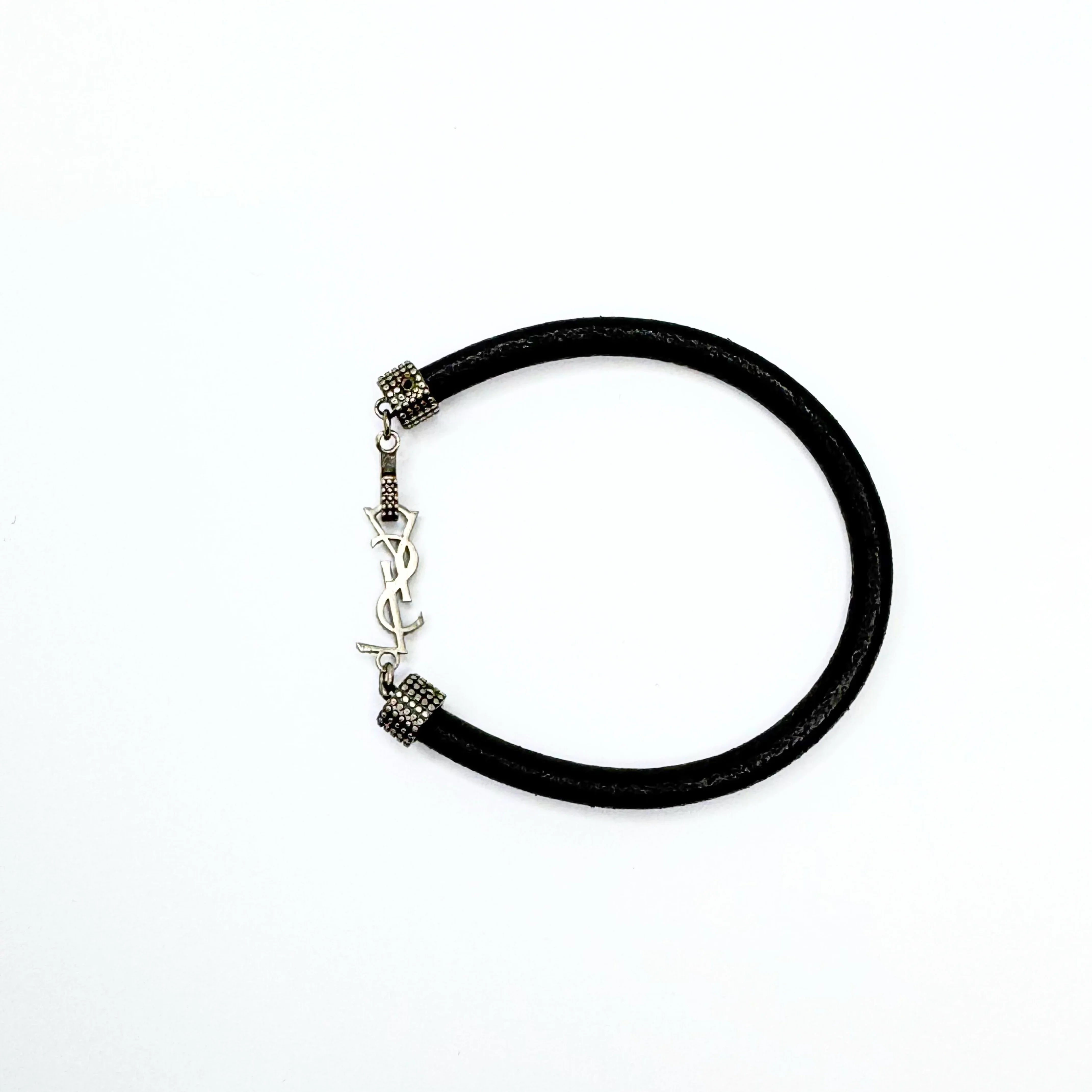 Saint Laurent Textured Leather Bracelet - Lost Designer