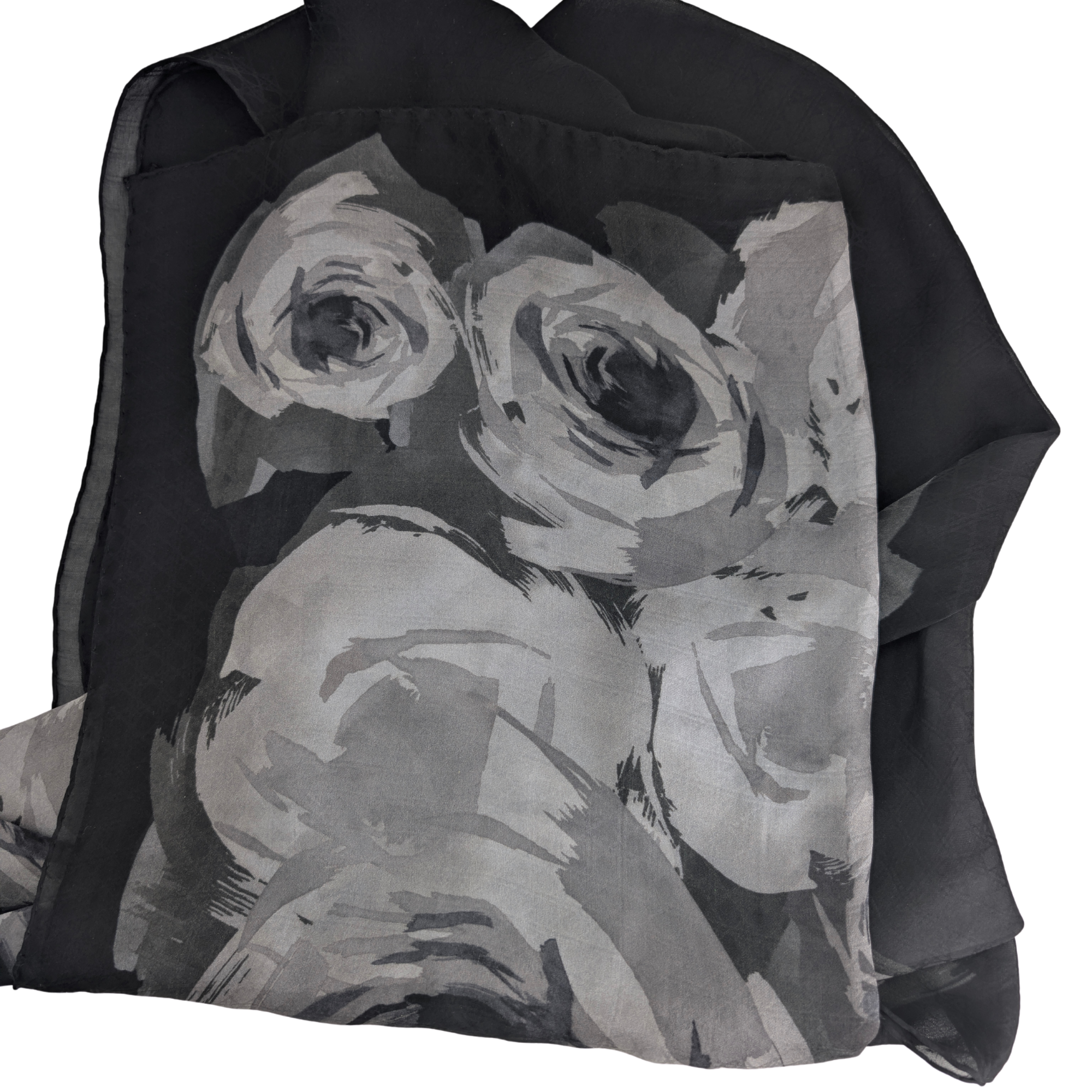 Christian Dior Floral Silk Scarf Black