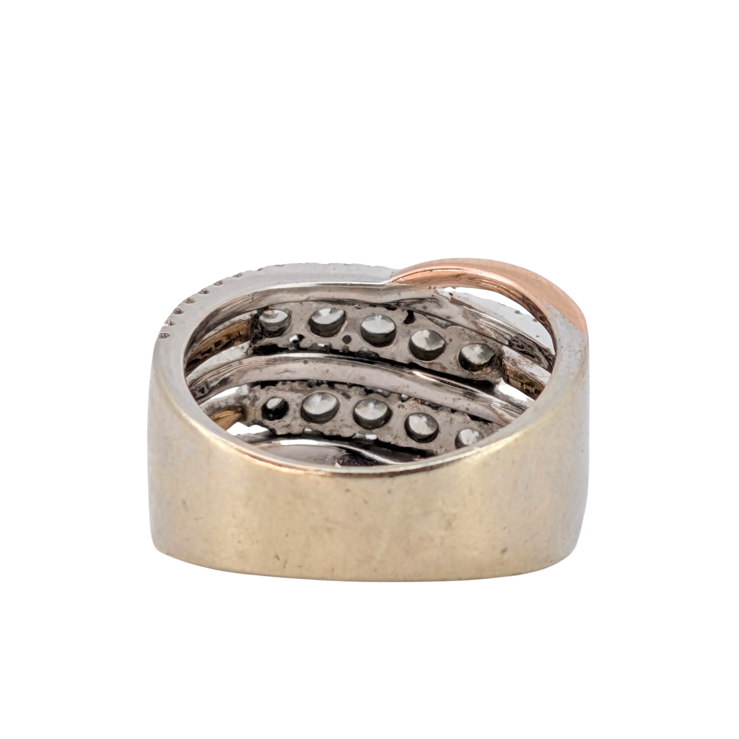 1.00Ct Natural Diamond Multi-Row Ring In 10K White And Rose Gold