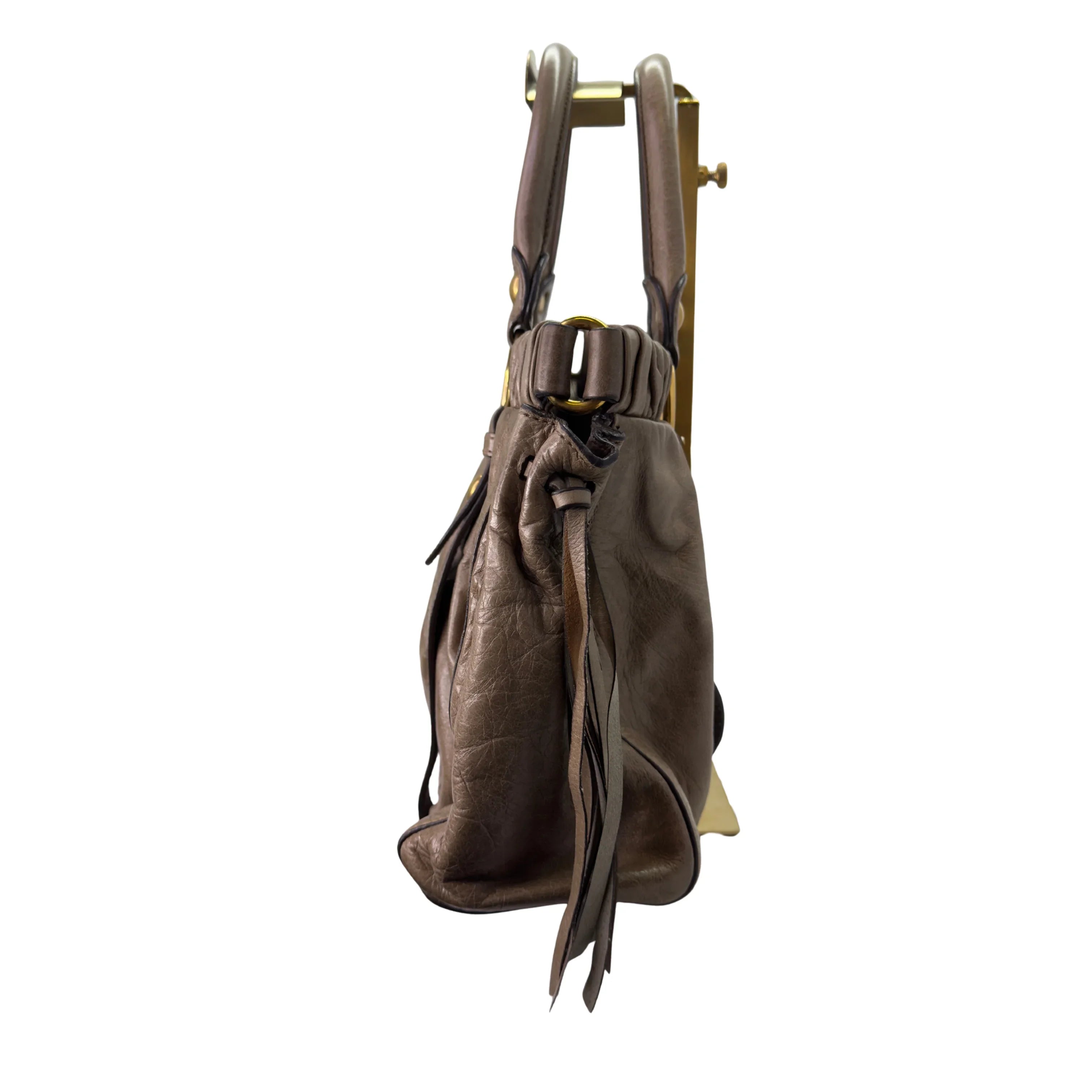 Miu Miu Vitello Tote Bag Medium Leather Beige - Lost Designer