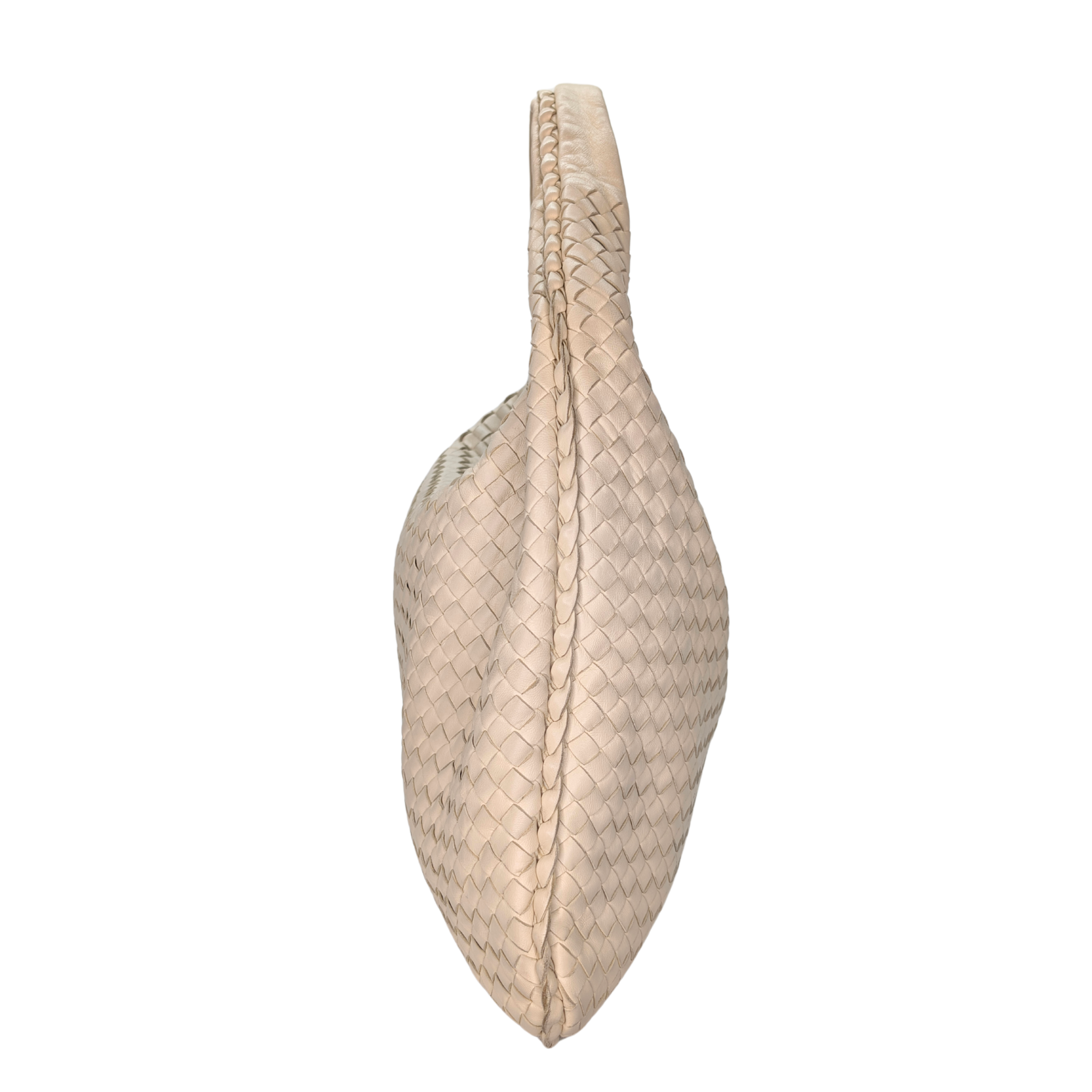 Bottega Veneta Intrecciato Large Hobo Bag Beige
