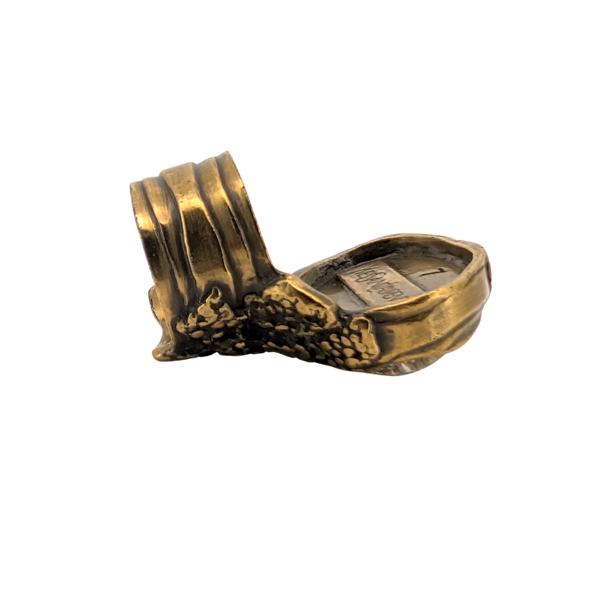 Saint Laurent Arty Cabochon Gold Tone Ring Size 54/N½
