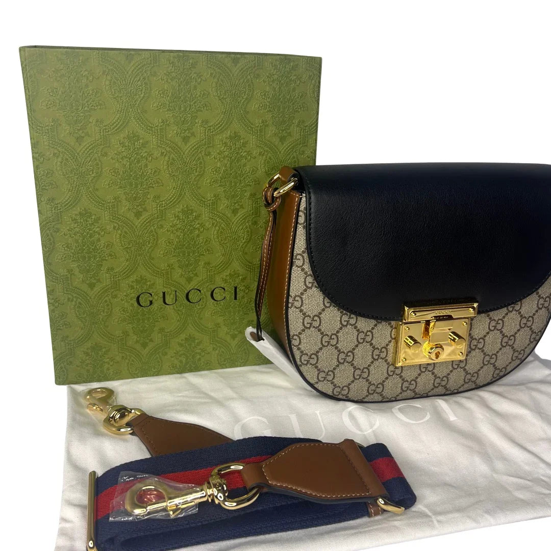 Gucci Padlock Medium GG Supreme Saddle Messenger Bag - Lost Designer