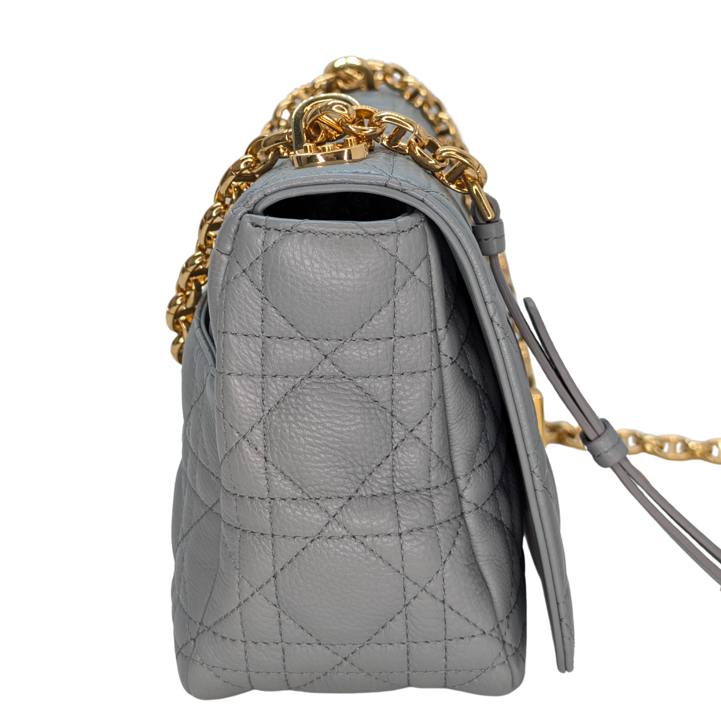 Dior Medium Caro Bag Supple Cannage Calfskin Stone Gray