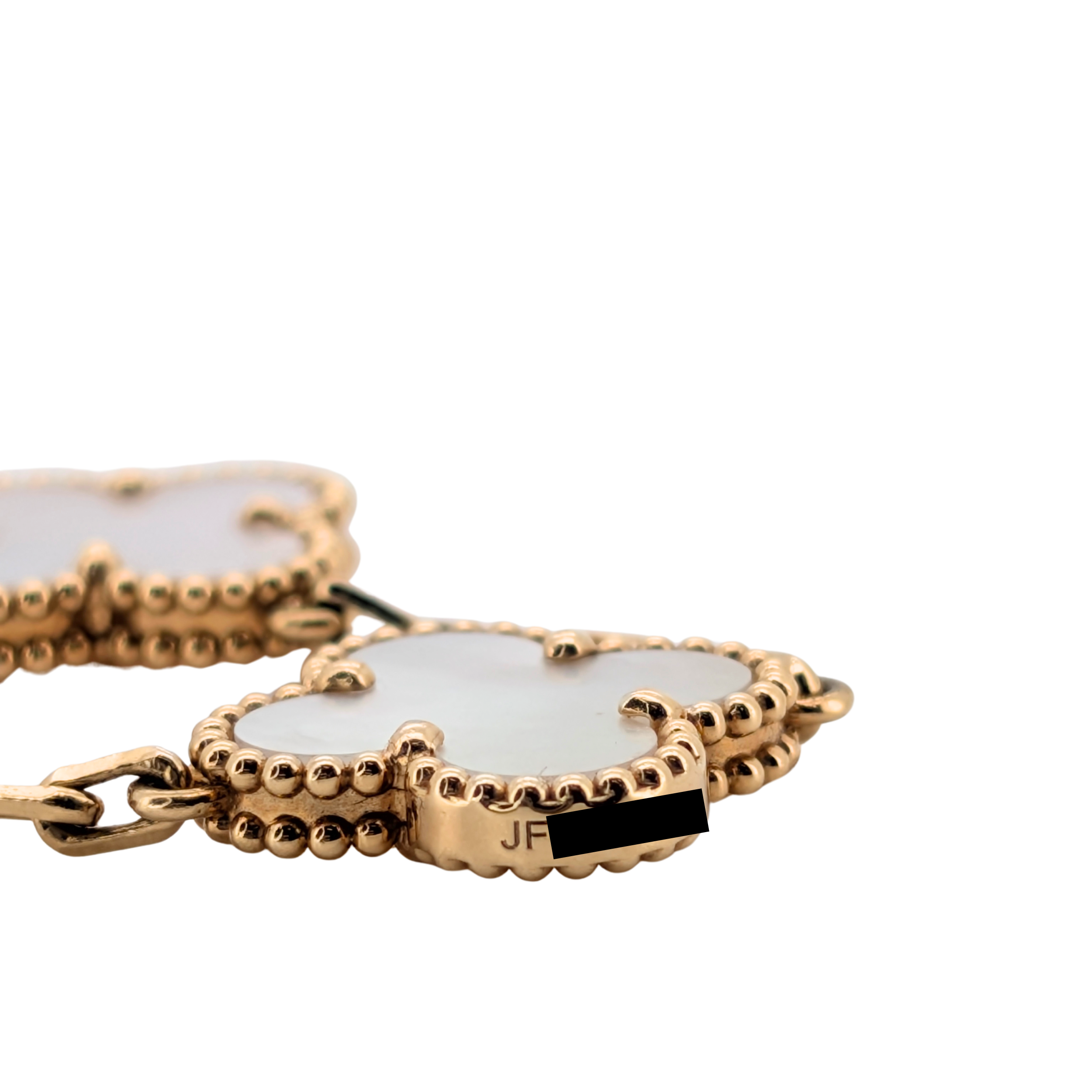 Van Cleef & Arpels Vintage Alhambra 5 Motif Mother of Pearl 18k Gold Bracelet