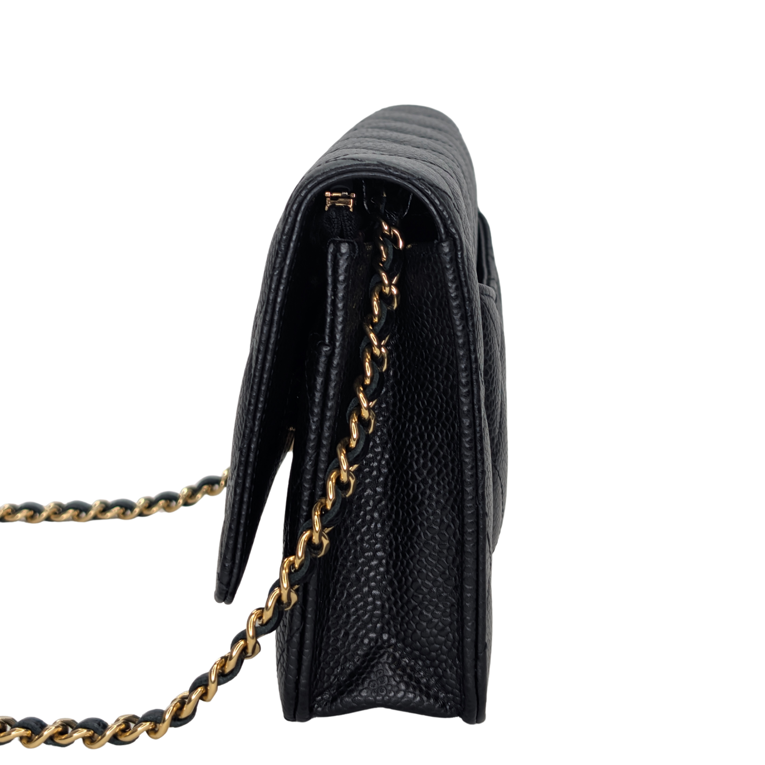Chanel WOC Wallet on Chain Caviar Black GHW Microchip