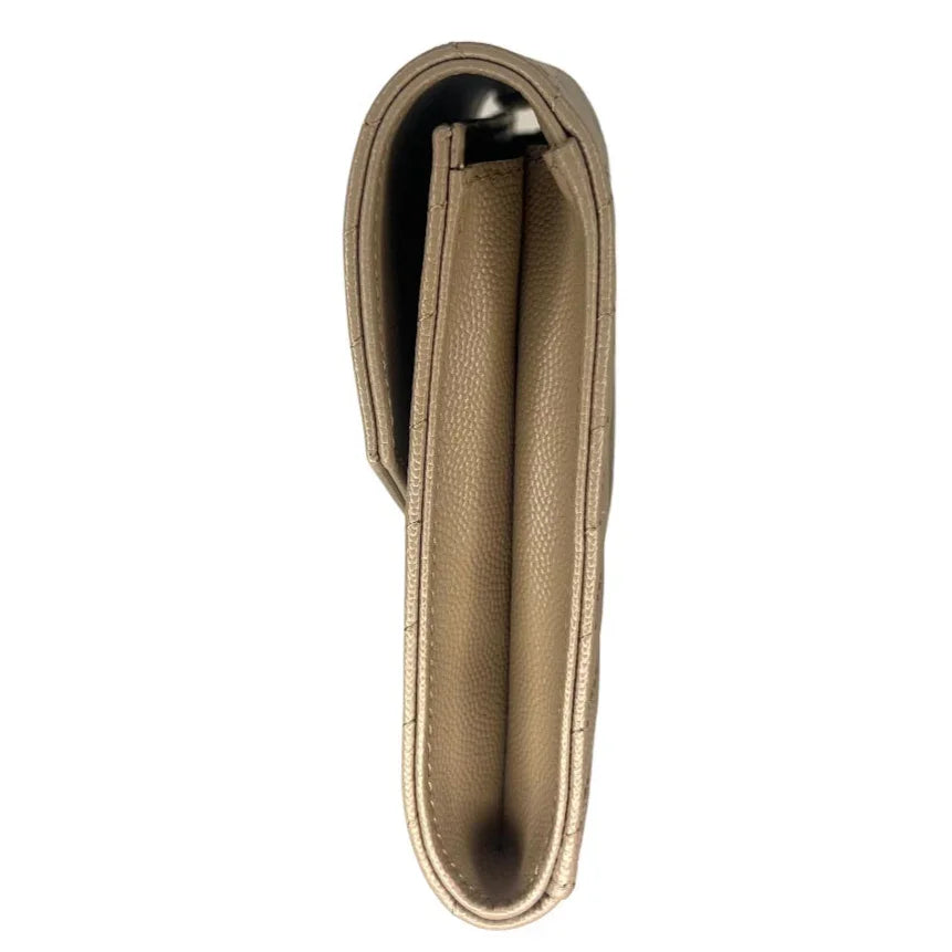 Saint Laurent Cassandra Clutch – Chevron Quilted Leather Beige - Lost Designer