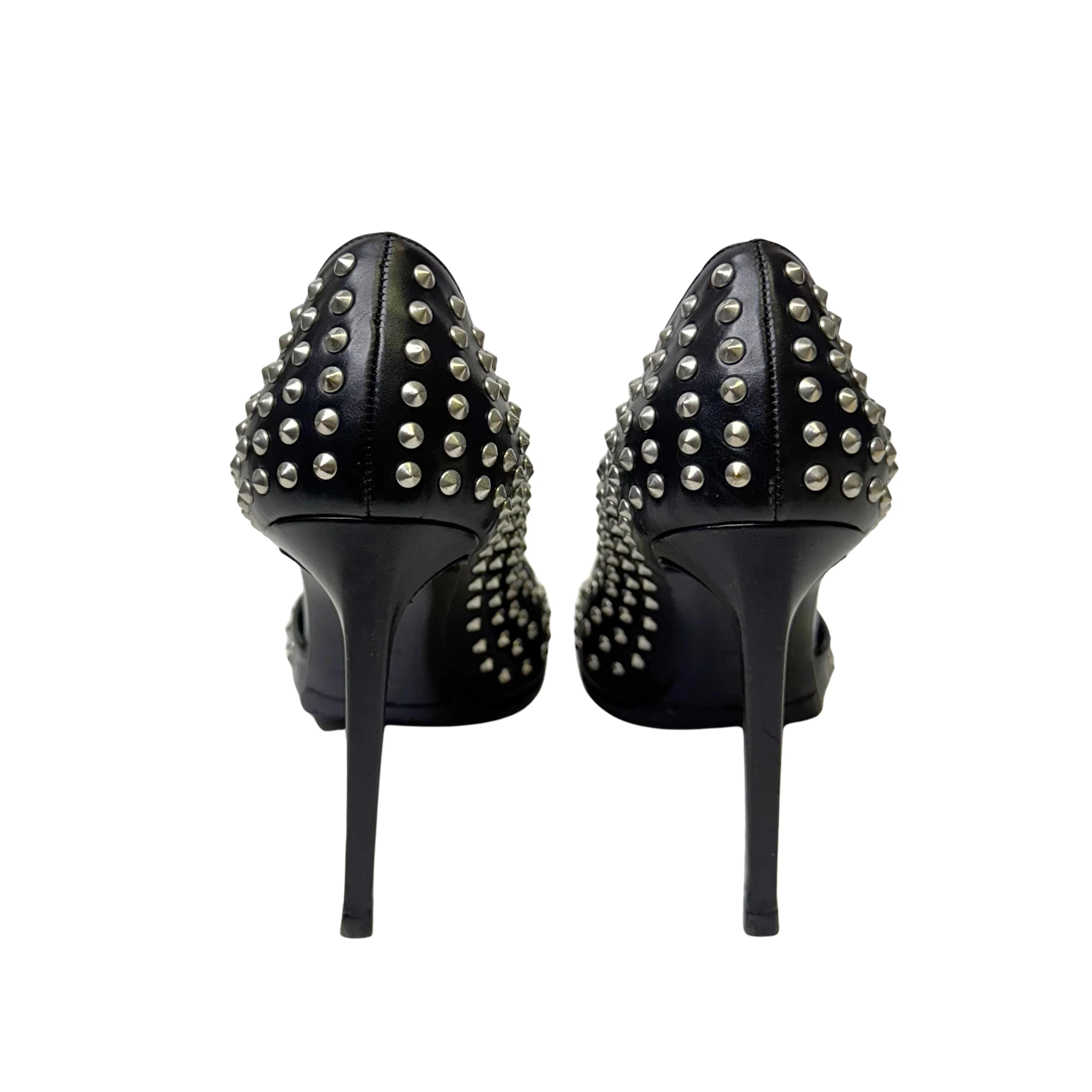 Saint Laurent Leather Printed Rock stud D'Orsay Pumps - Lost Designer