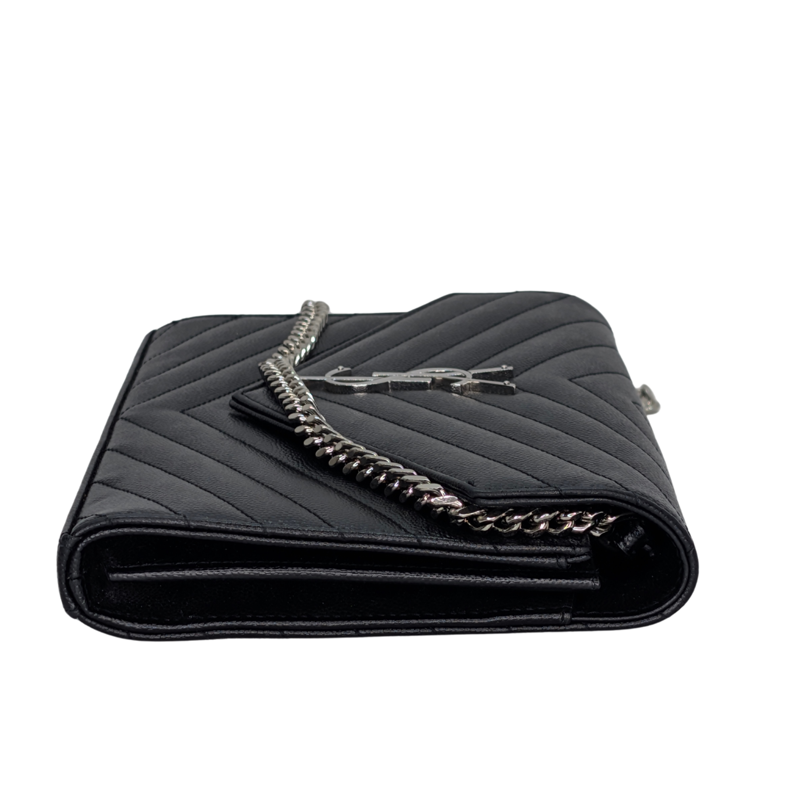 Saint Laurent Cassandra Envelope Wallet on Chain Black