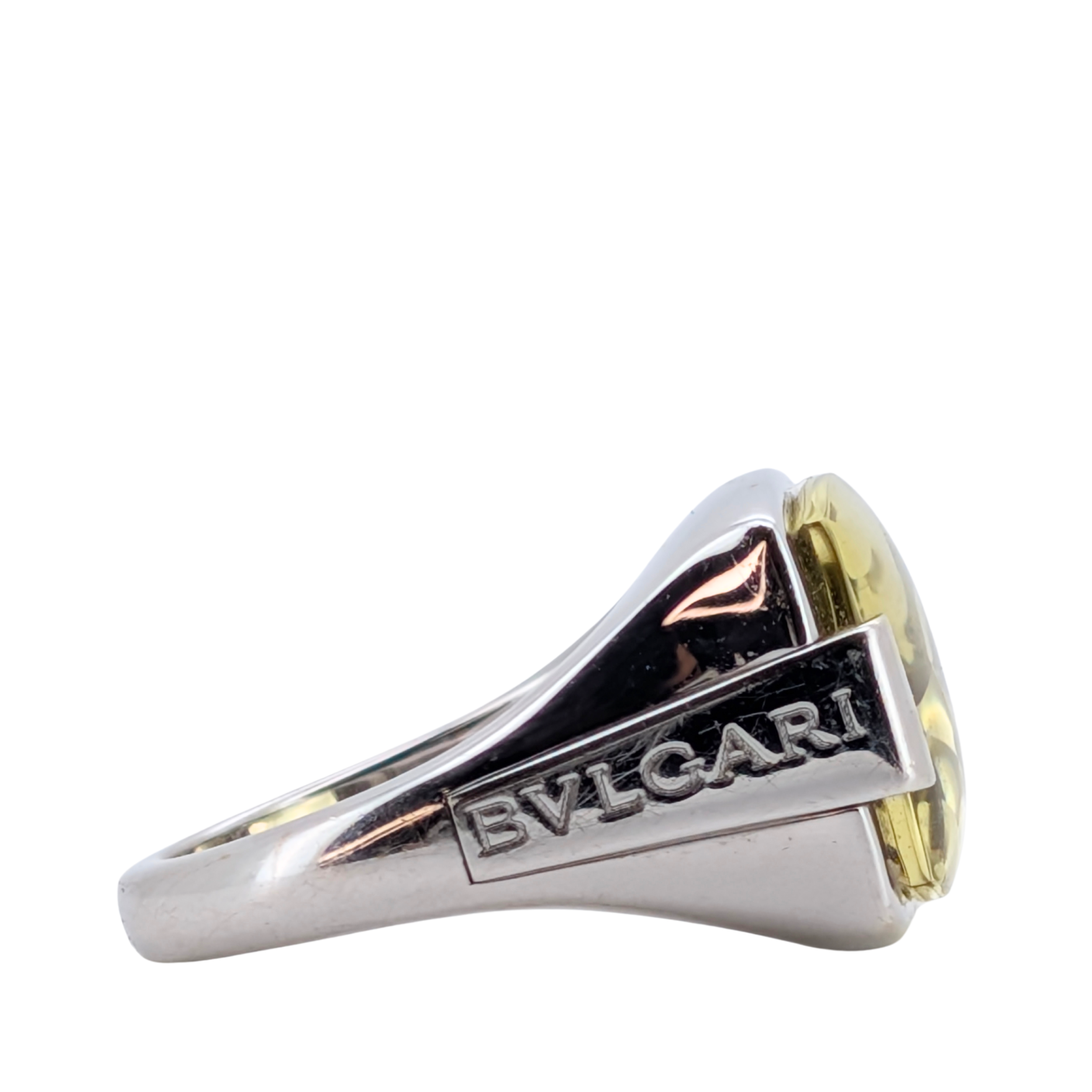 Bvlgari Metropolis Yellow Quartz Ring In 18K White Gold